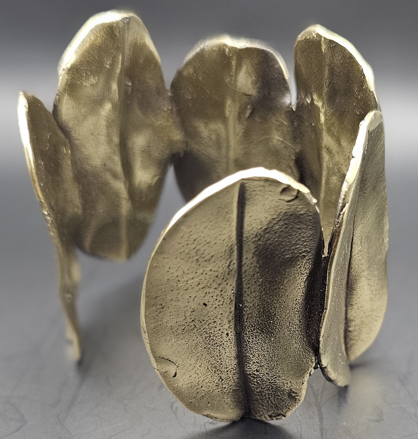 Vintage Brass Leaf Cuff Bracelet