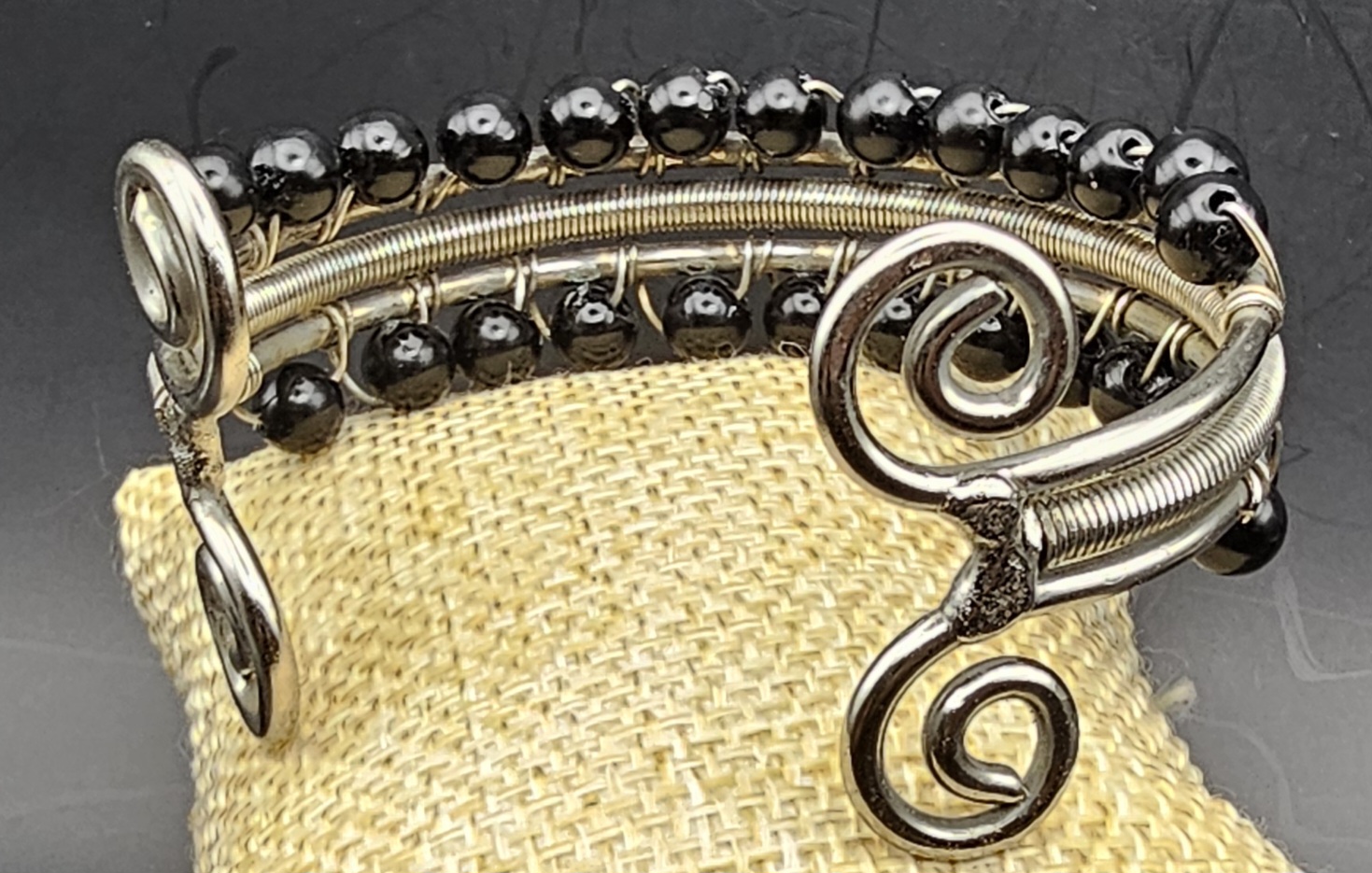 Handcrafted Metallic Bracelet with Opal beads