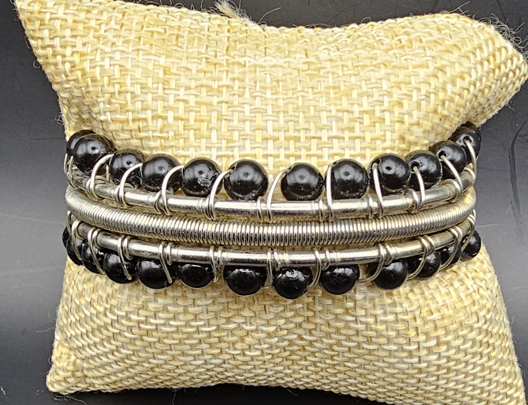 Handcrafted Metallic Bracelet with Opal beads