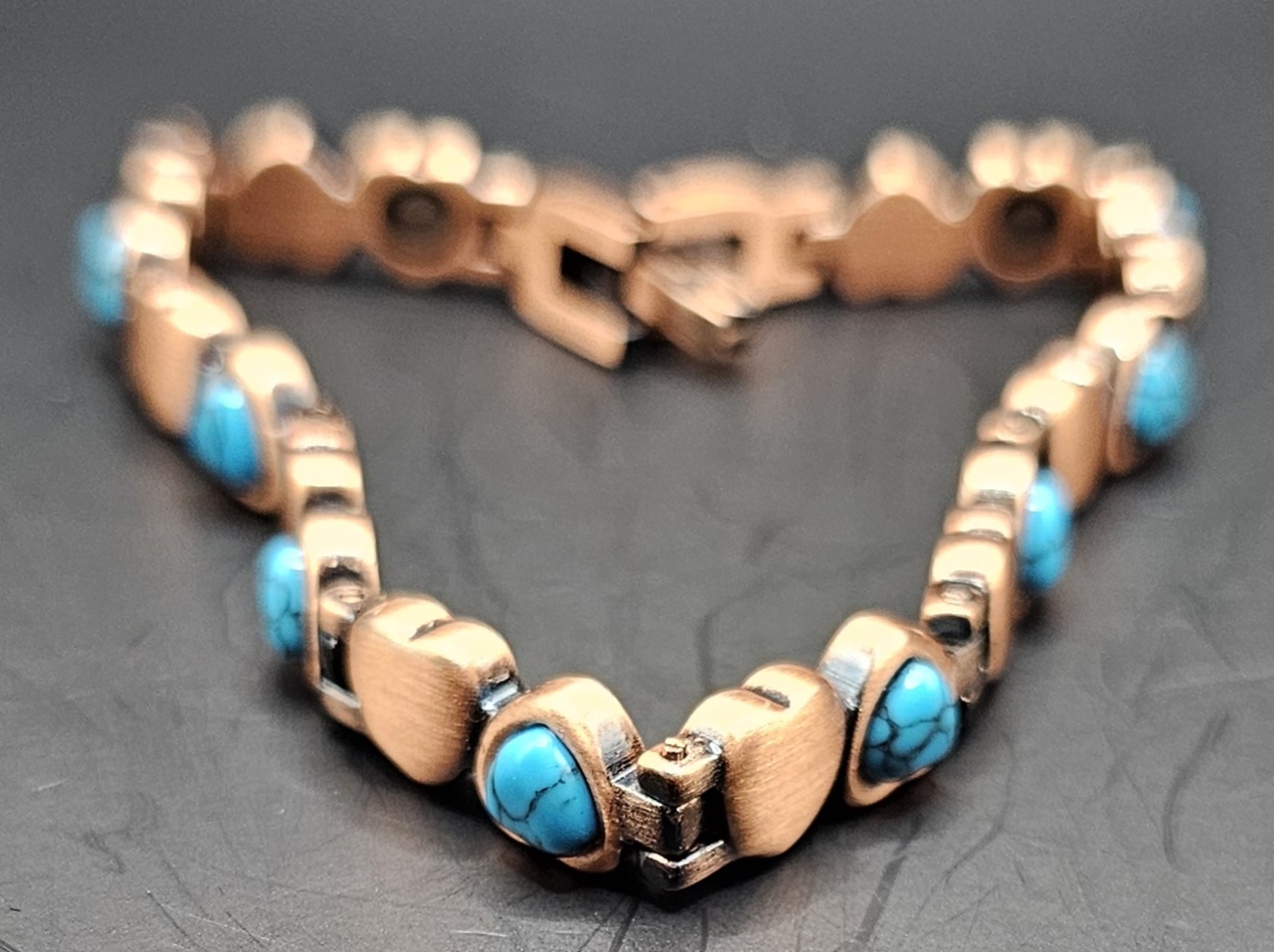 Pure Copper Turquoise heart bracelet
