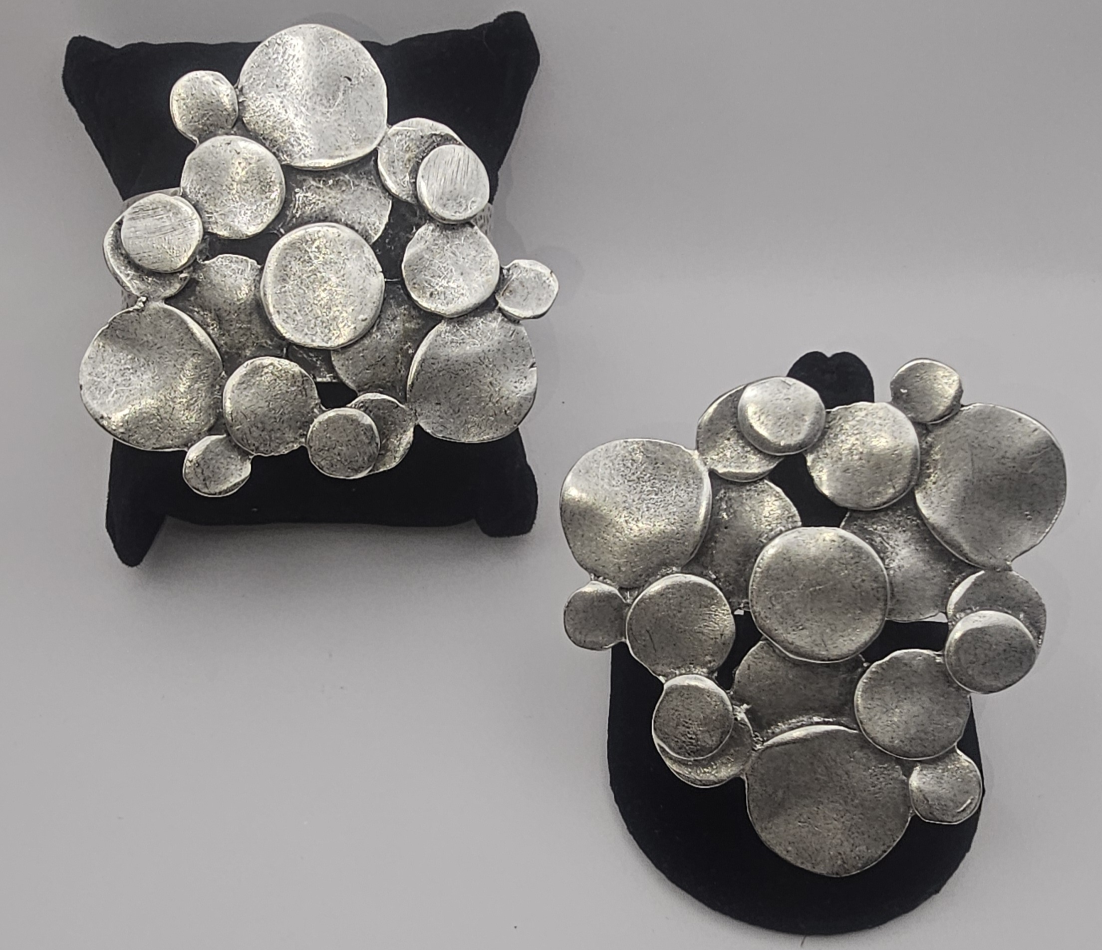 Abstract circle coin statement bracelet and ring set