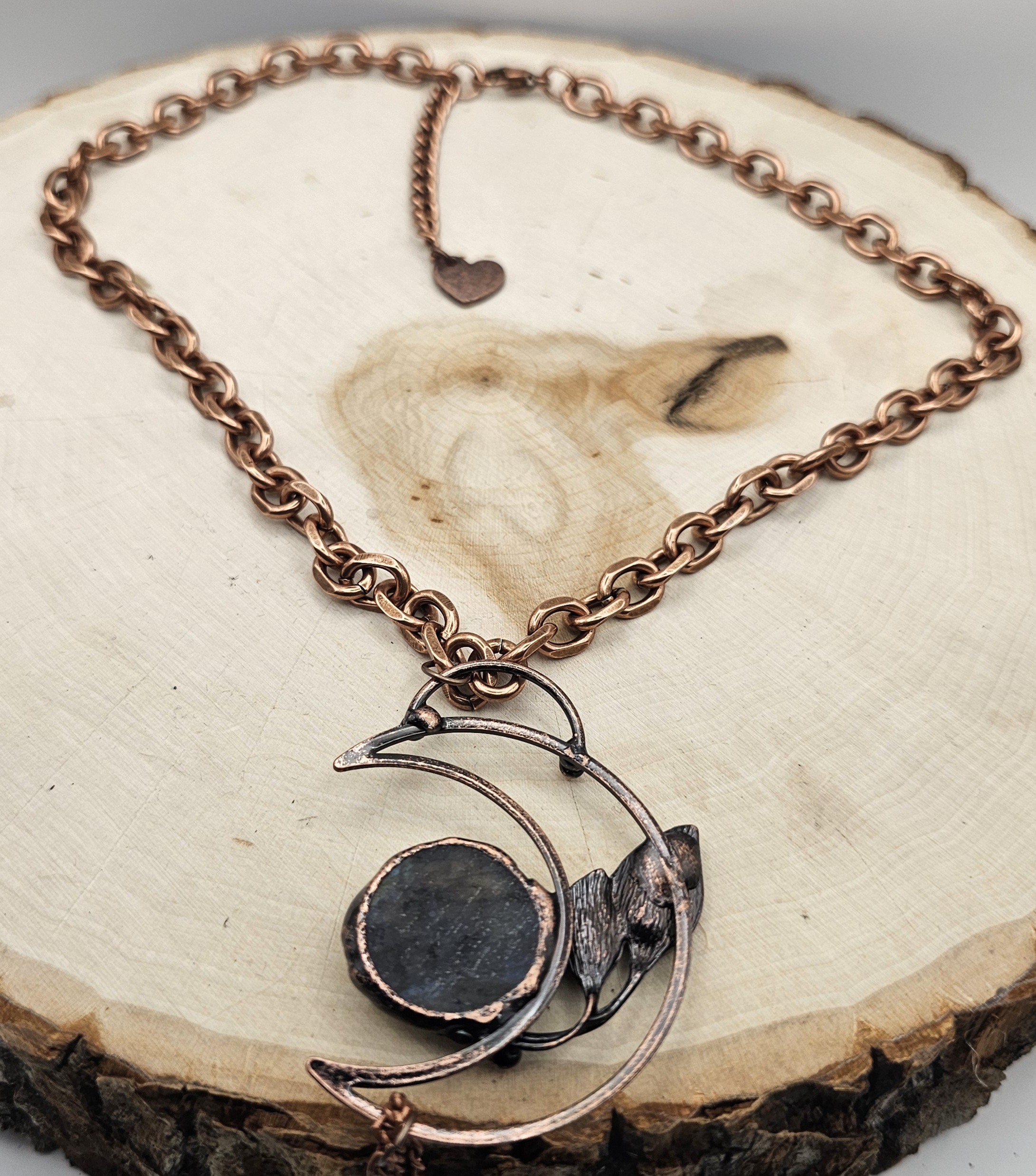 Handcrafted Labradorite moon Copper Necklace 