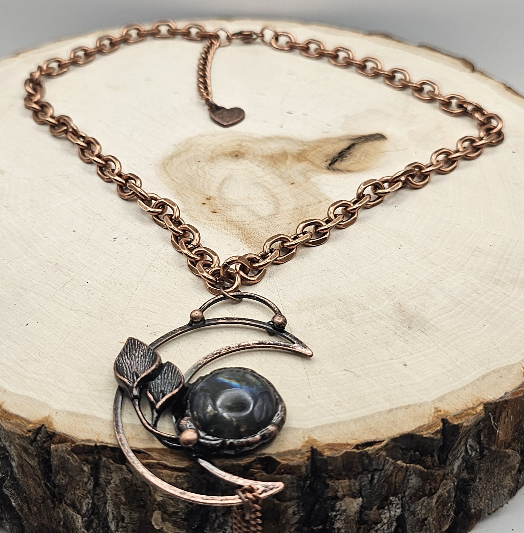 Handcrafted Labradorite moon Copper Necklace
