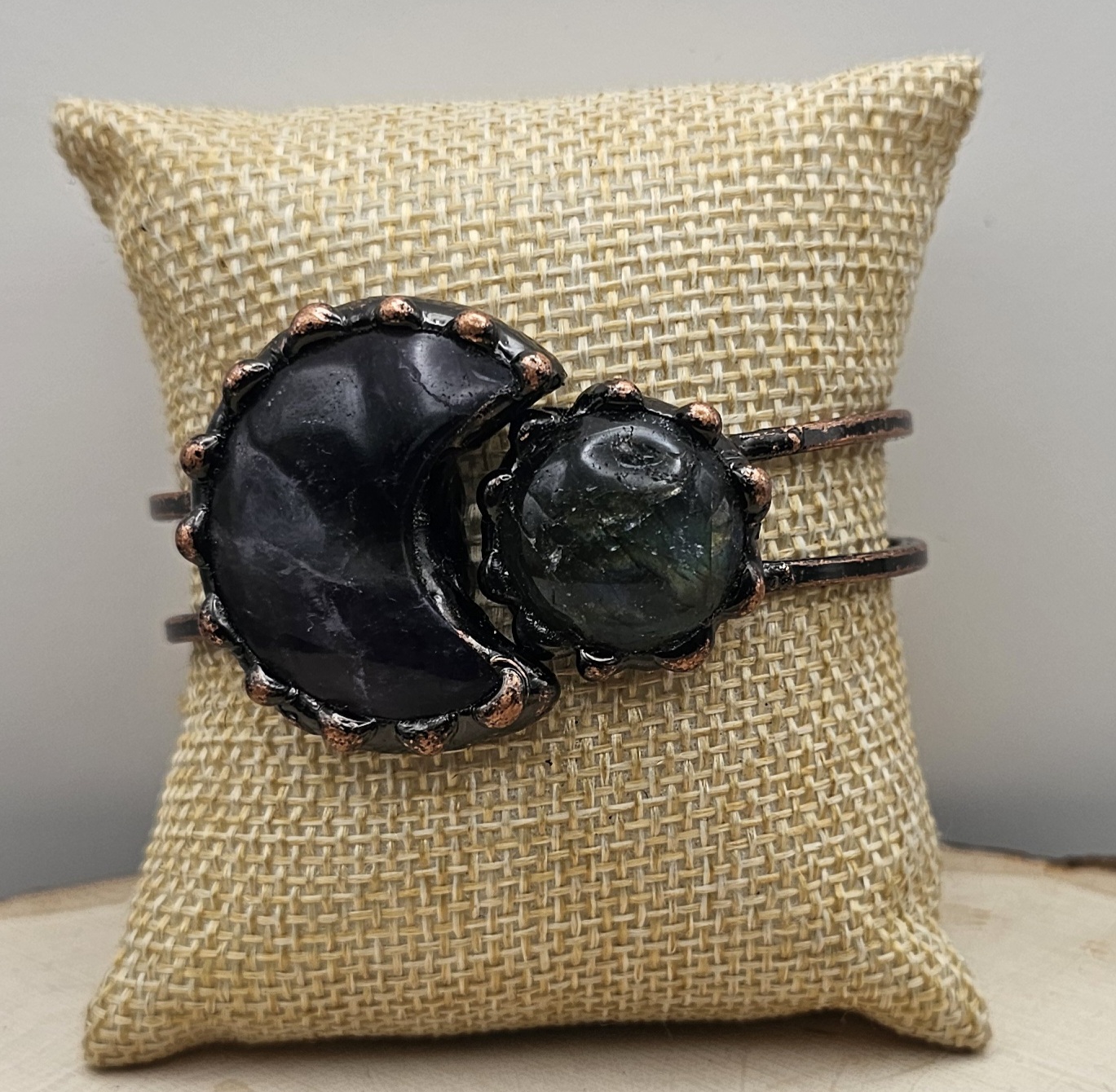 Powerful Natural Stone Moon Amethyst with a antiqued bronze frame