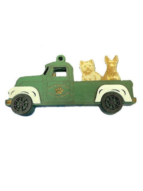 Two Dog Breed Insert Vintage Truck Ornament