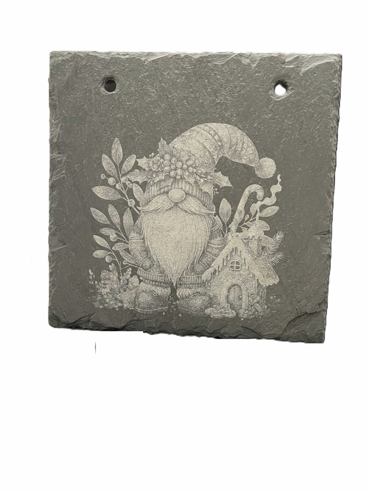 Engraved Slate Plaque with Gnome Design
