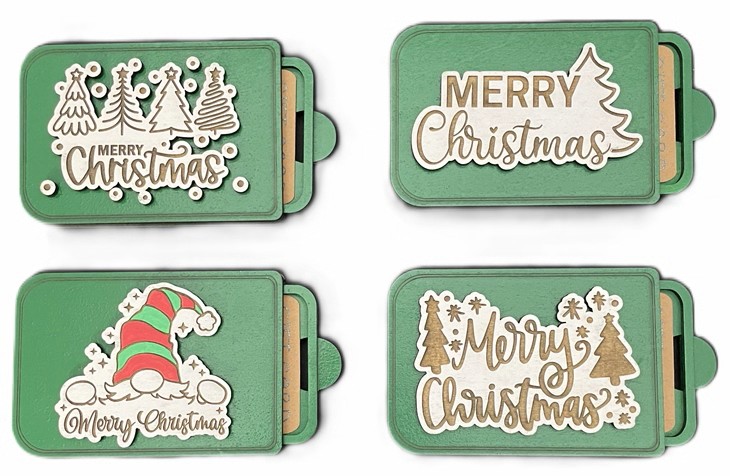 Set of Merry Christmas Embellished Gift Card Holders