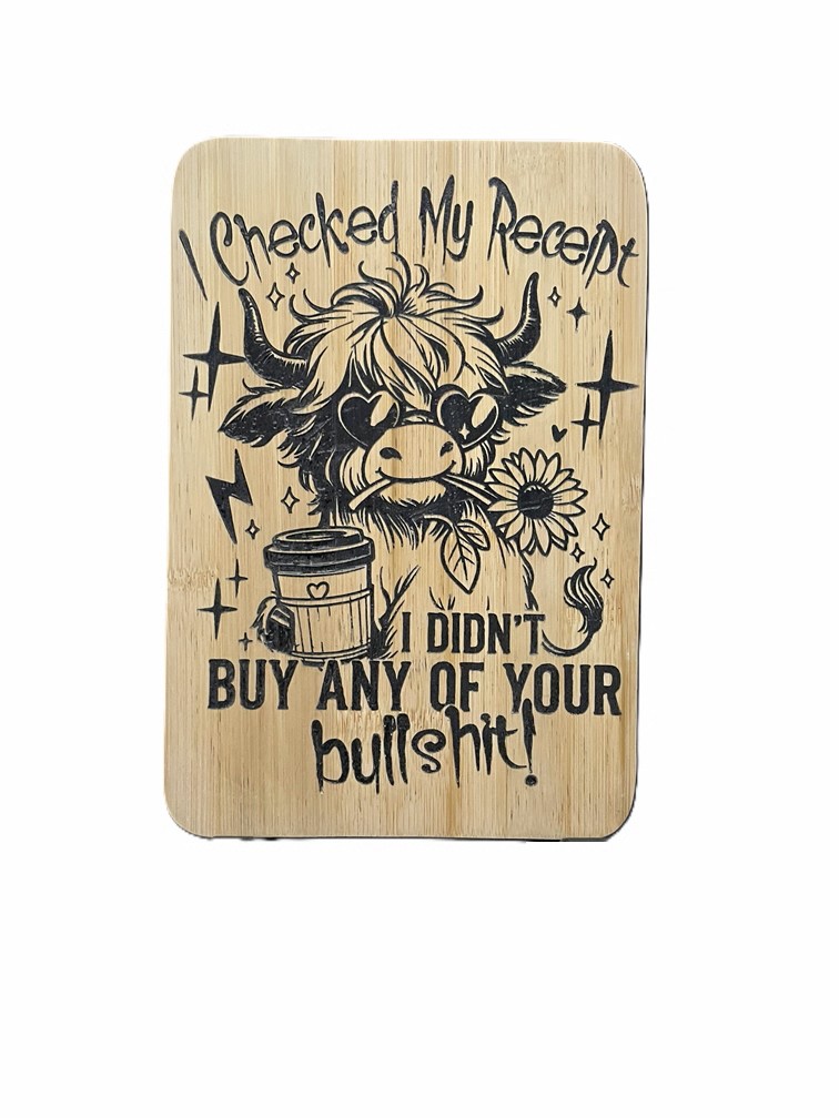 Funny Cow Engraved Wooden Plaque