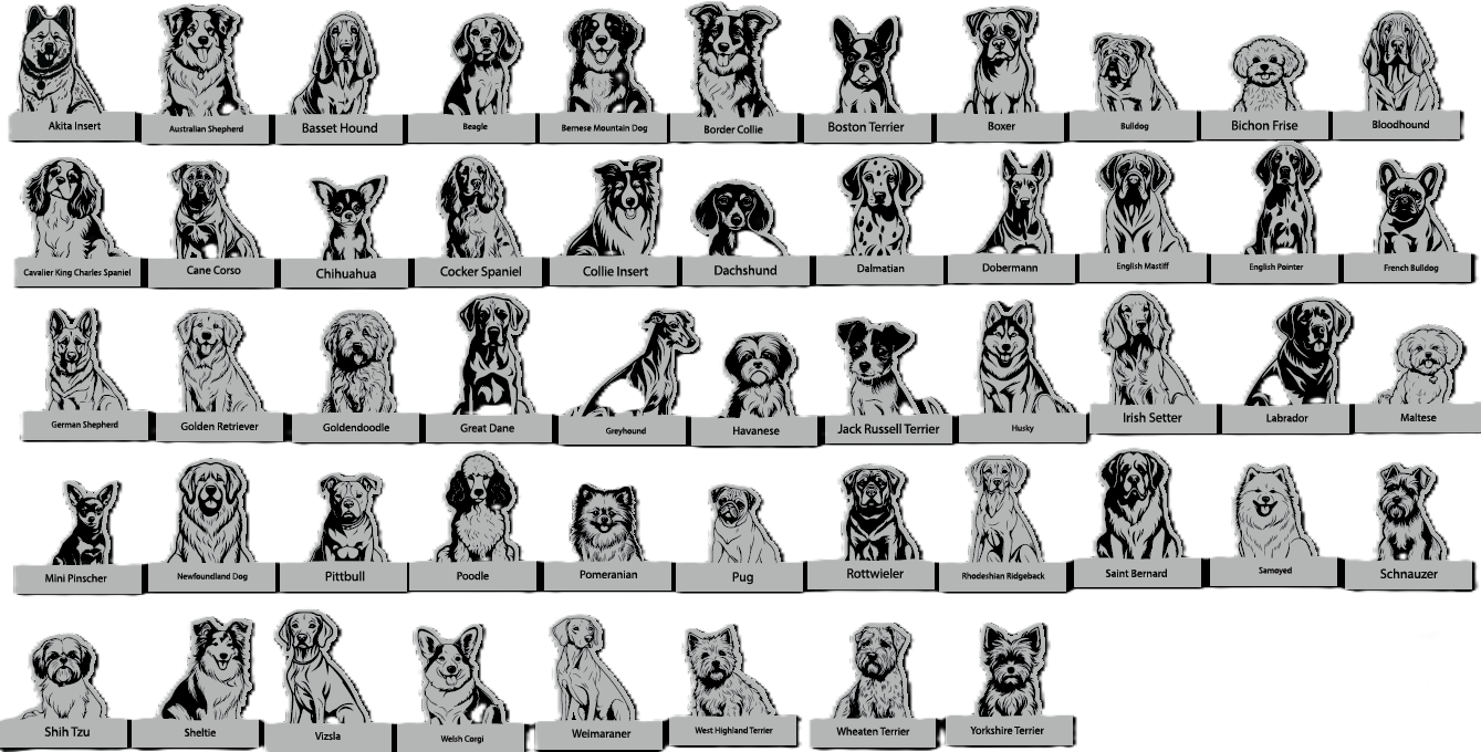 For every Truck purchase, you can select a Dog Breed Insert of your choice for 1 cent ($.01) Choose from these Breeds...