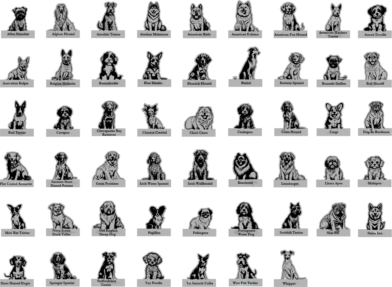 For every Truck purchase, you can select a Dog Breed Insert of your choice for 1 cent ($.01) Choose from these Breeds...