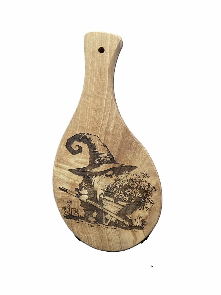 Handcrafted Wooden Cutting Board with Gnome Engraving