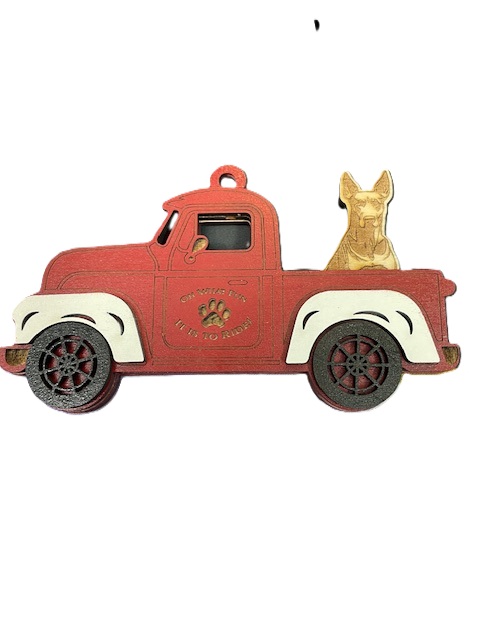 One Dog Breed Insert Vintage Truck Ornament