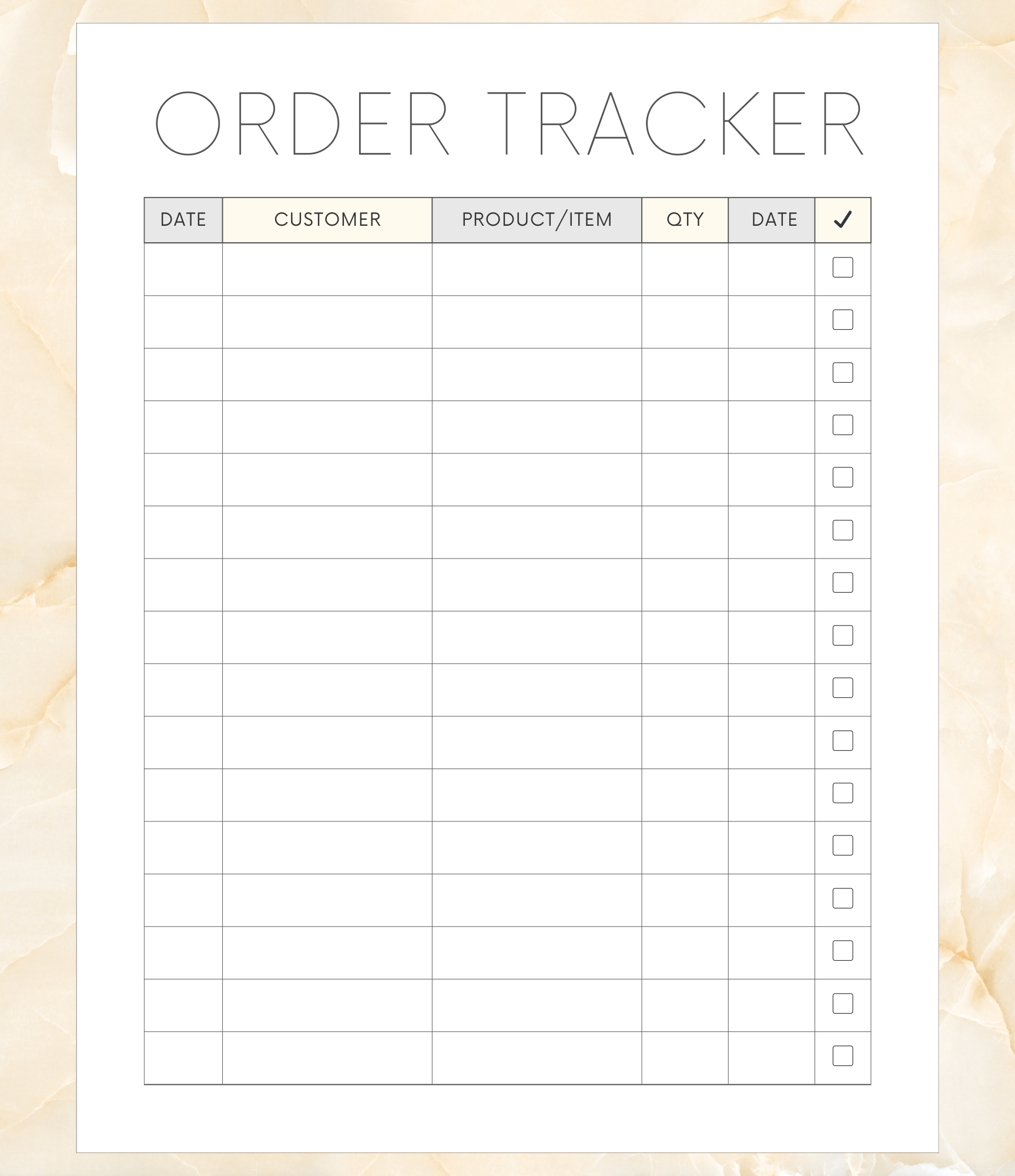 Order Tracking Sheets 