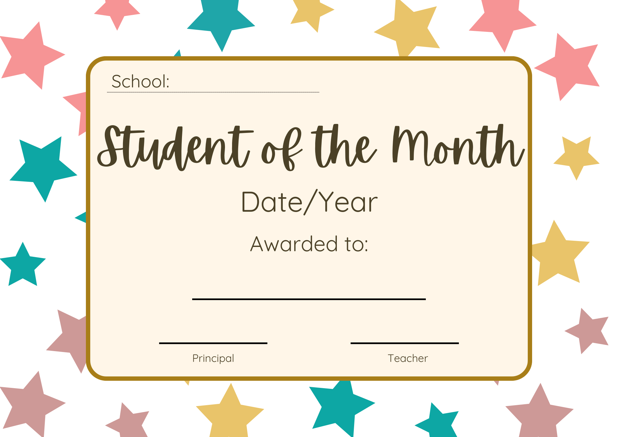 Student of the Month Certificate