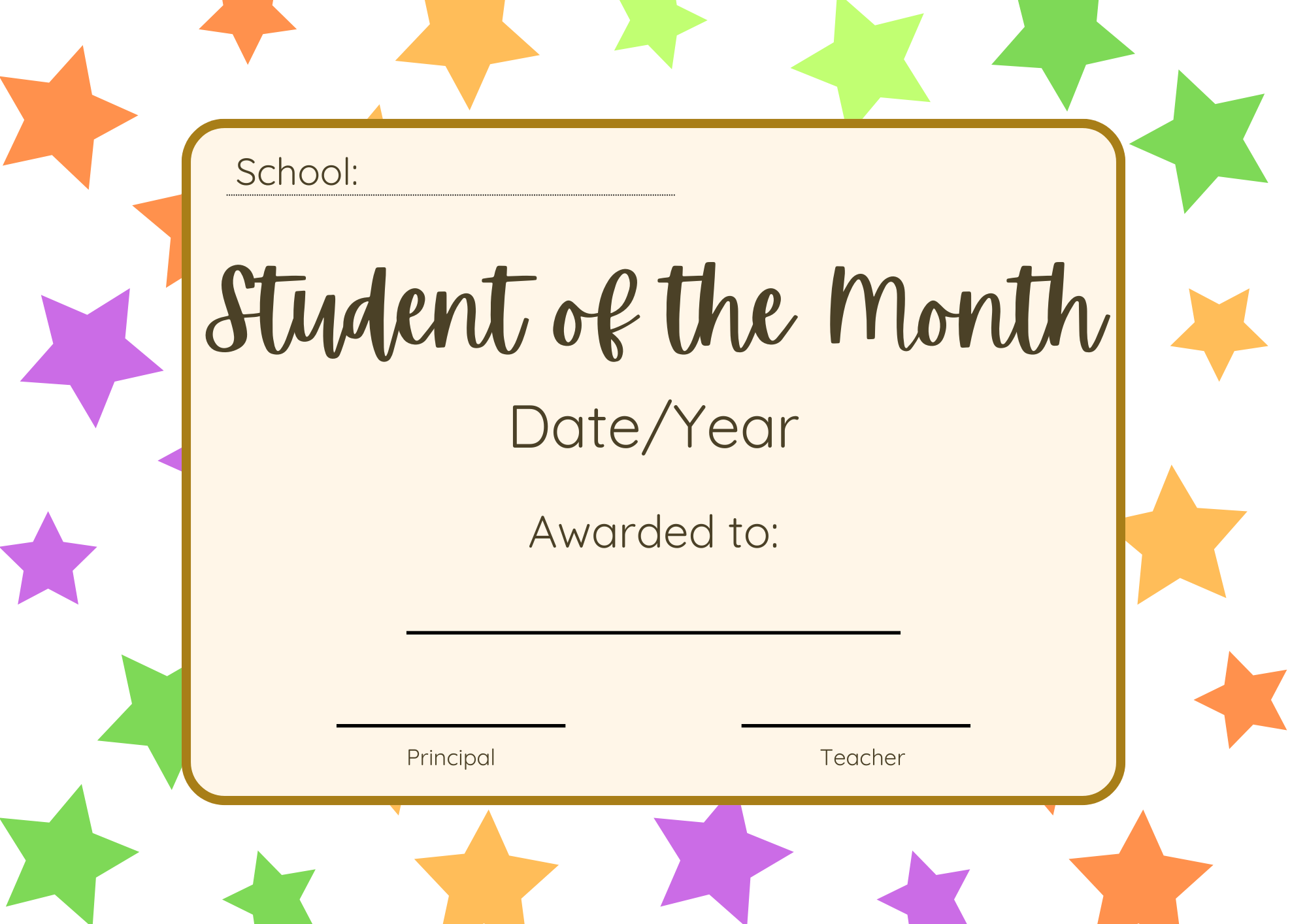 Student of the Month Certificate