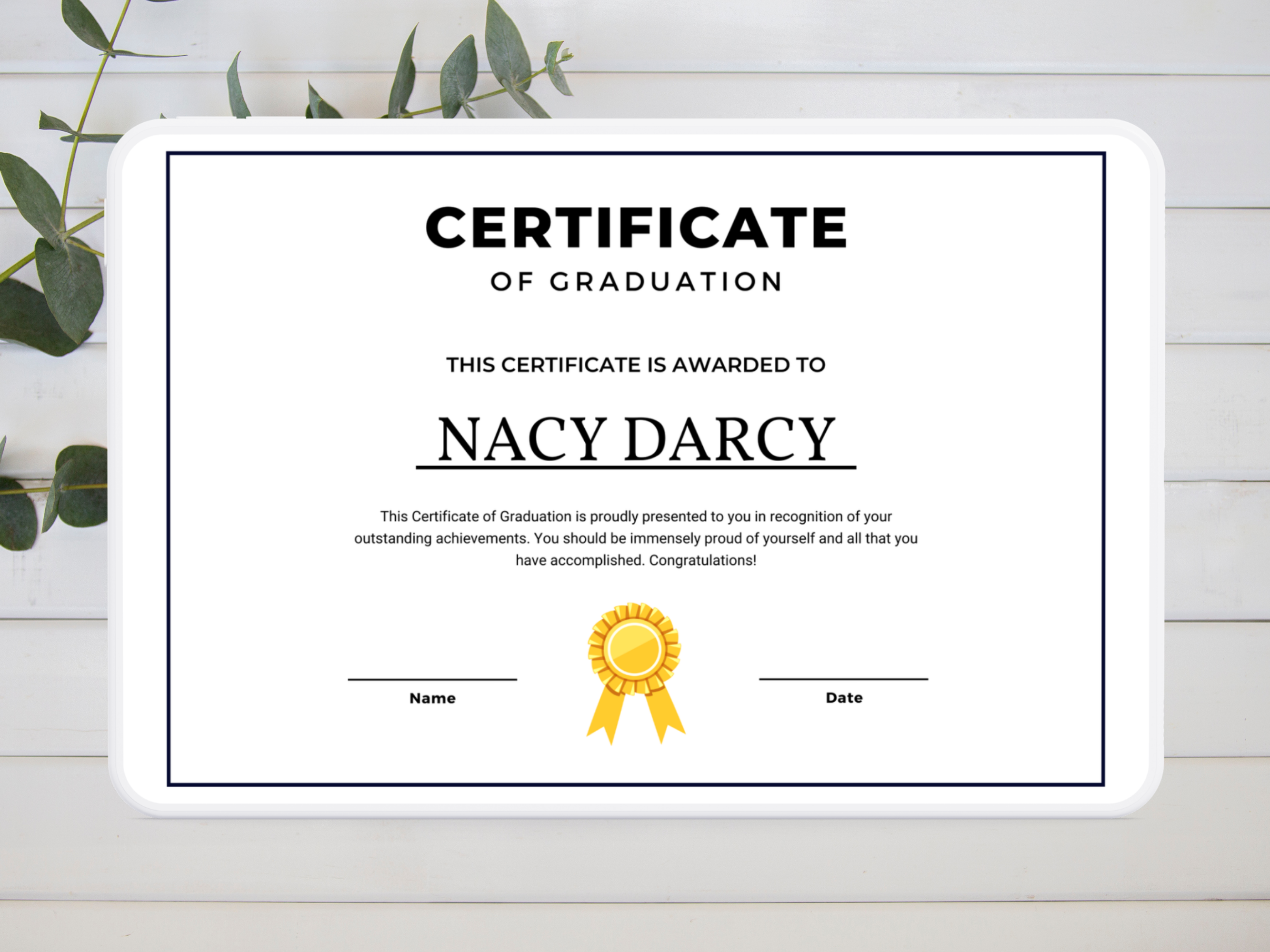 Graduation Certificate - Digital Template