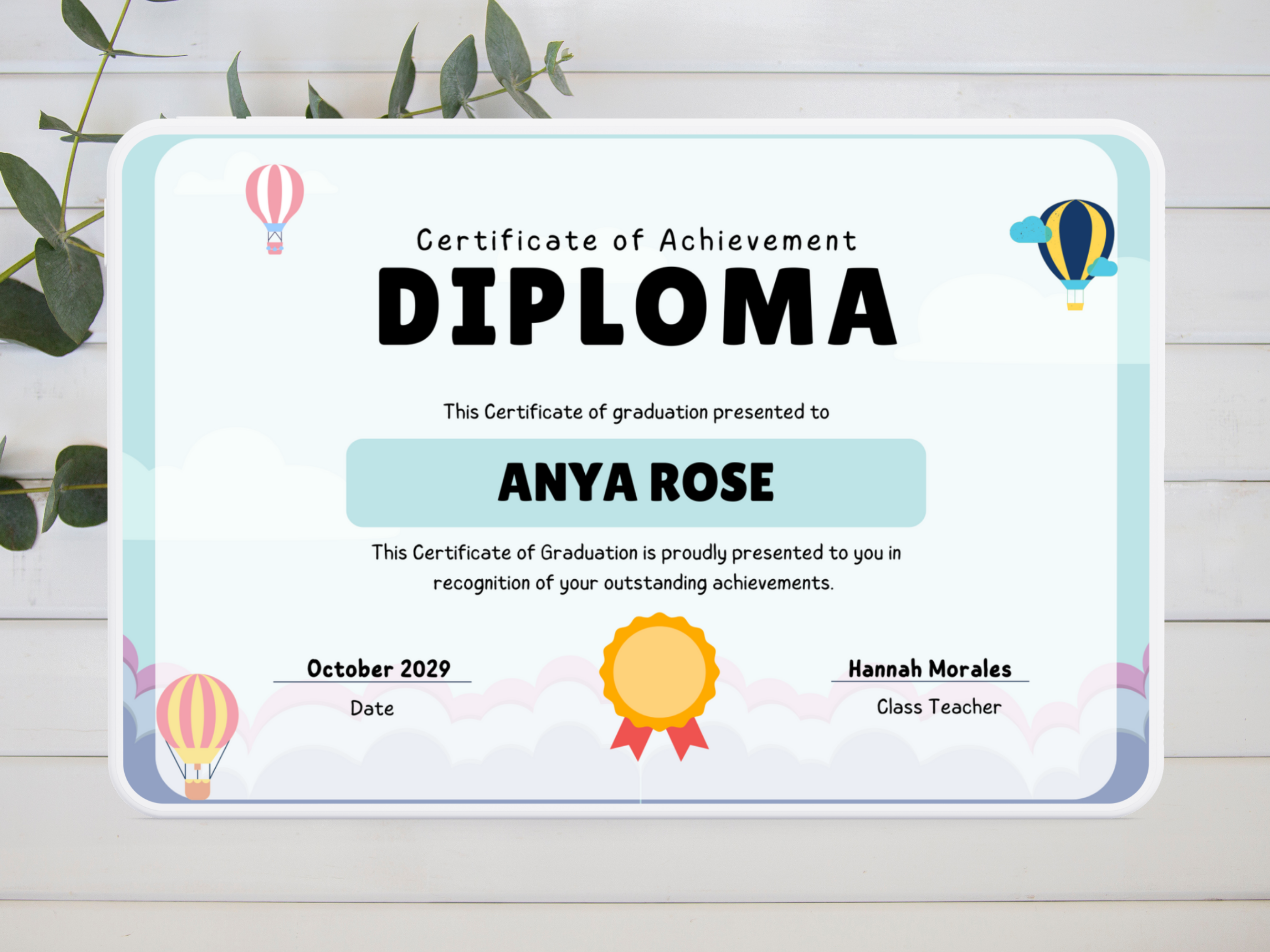 Graduation Certificate - Digital Template