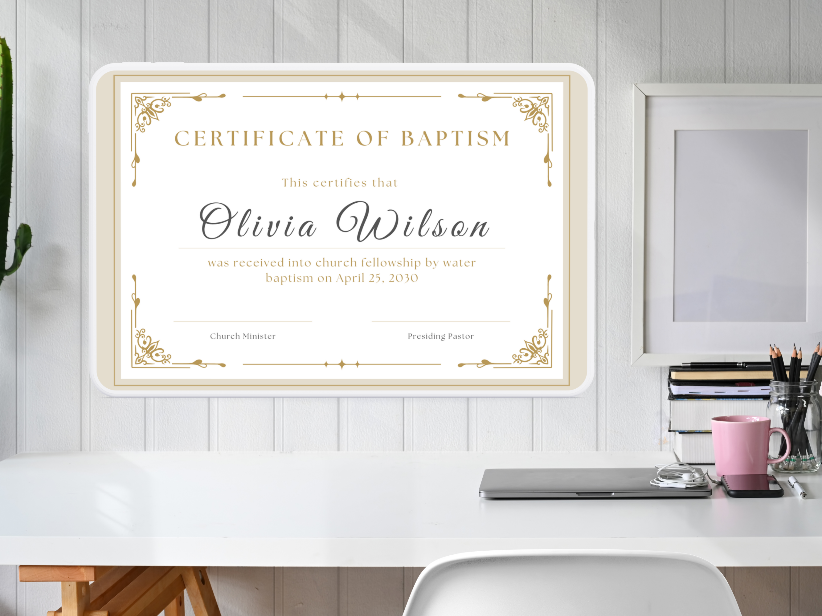 Baptism Certificate - Digital Template