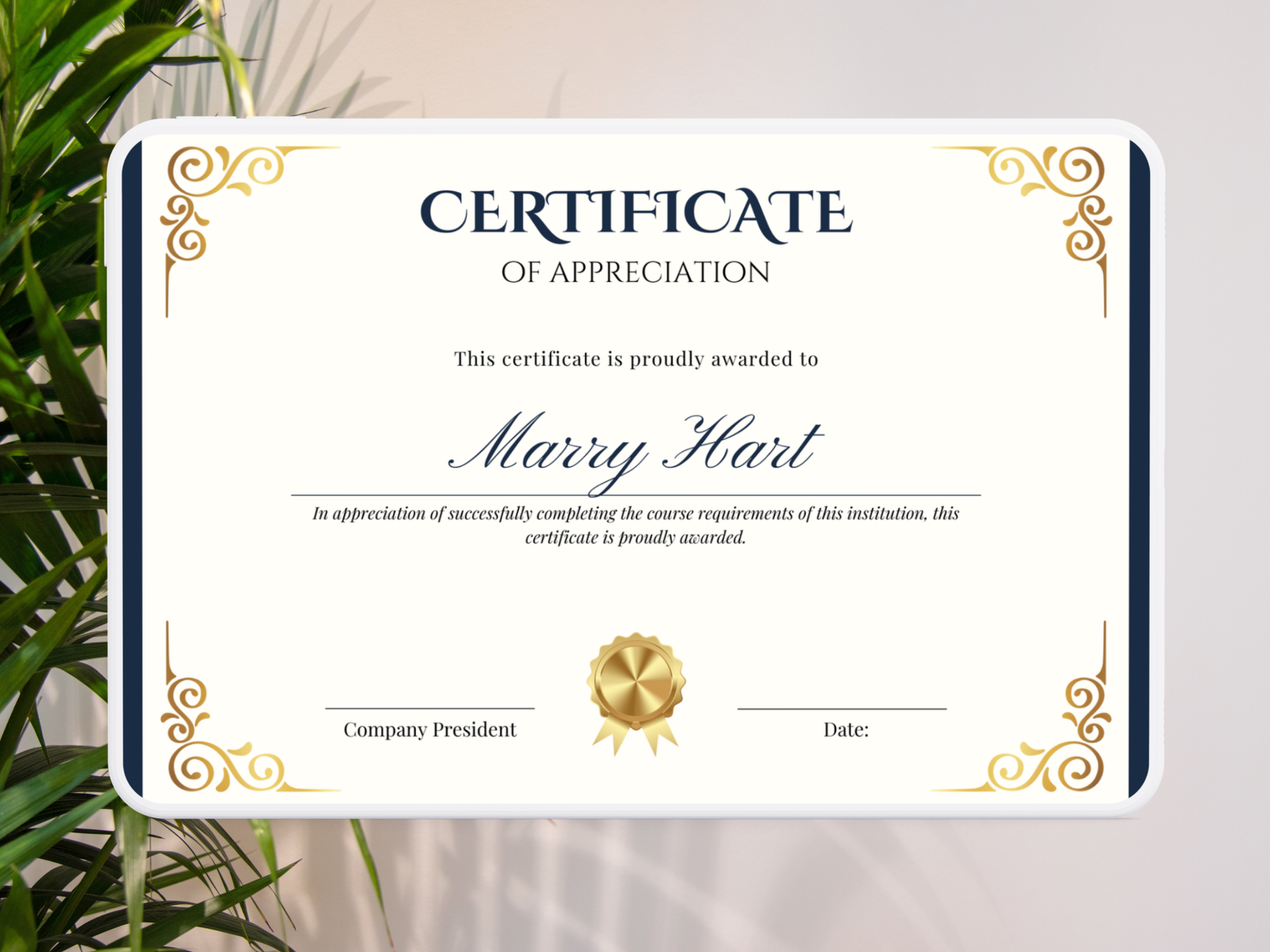 Appreciation Certificate - Digital Template