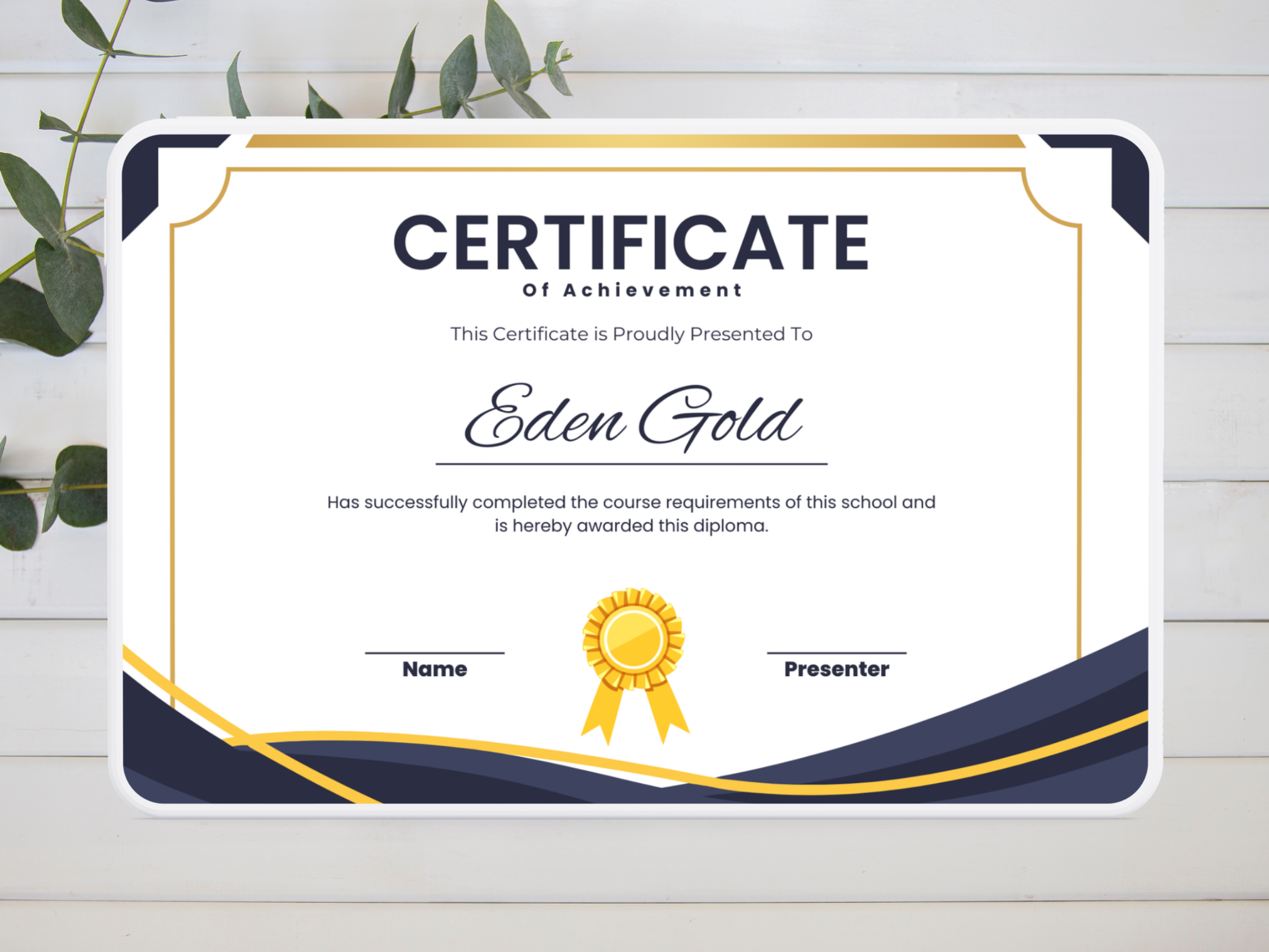 Achievement Certificate - Digital Template