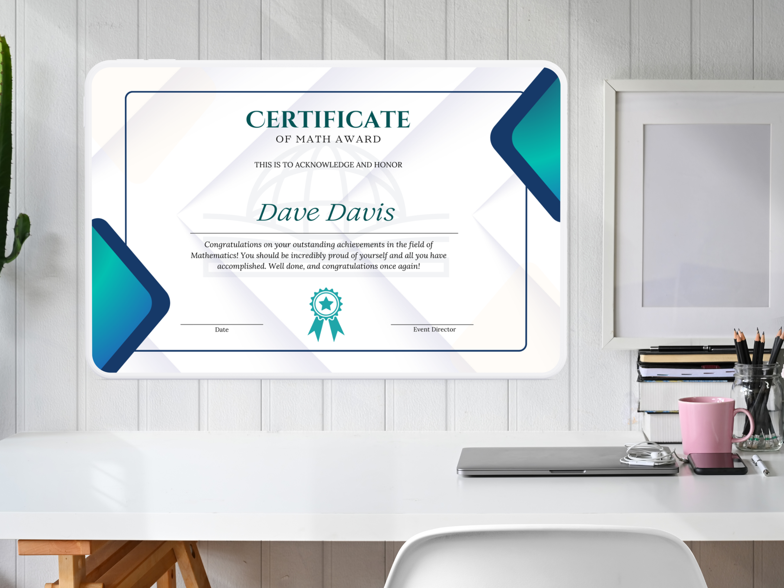 Math Award Participation Certificate - Digital Template