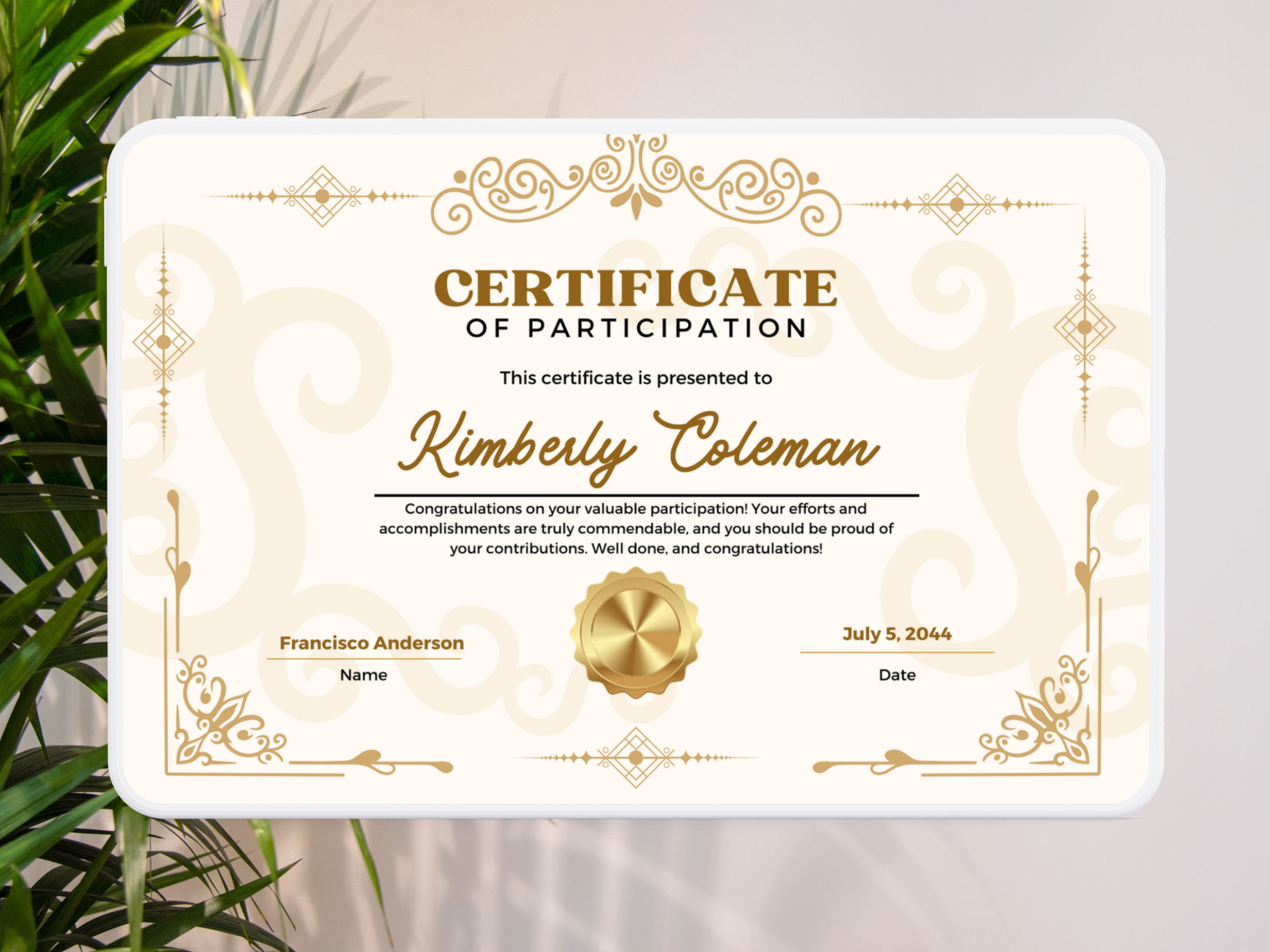 Participation Certificate - Digital Template