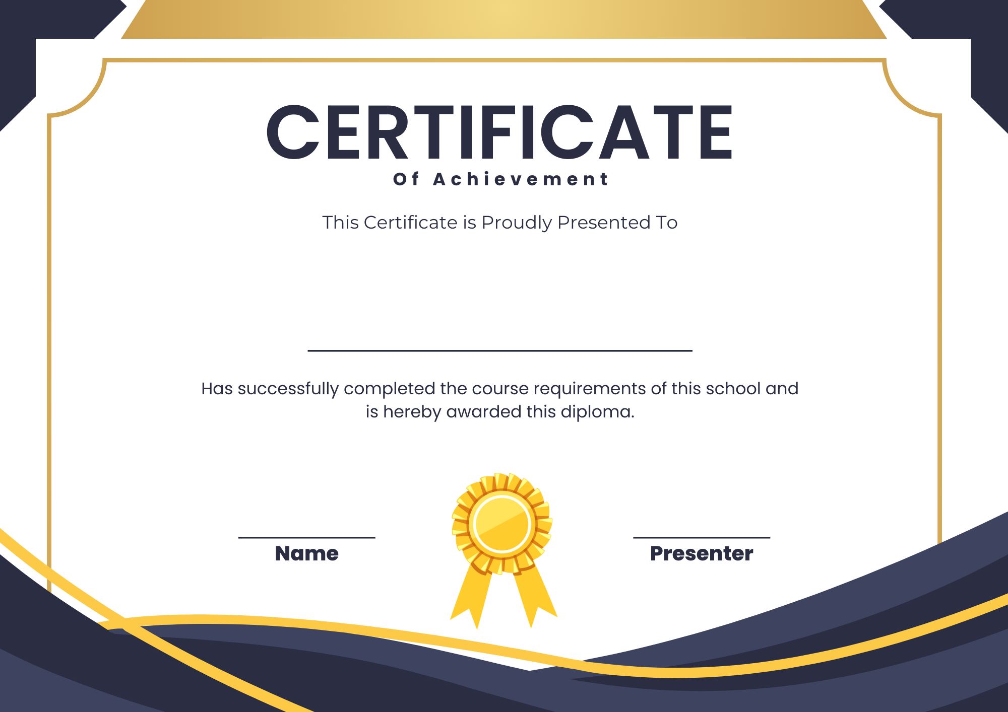 Achievement Certificate - Digital Template