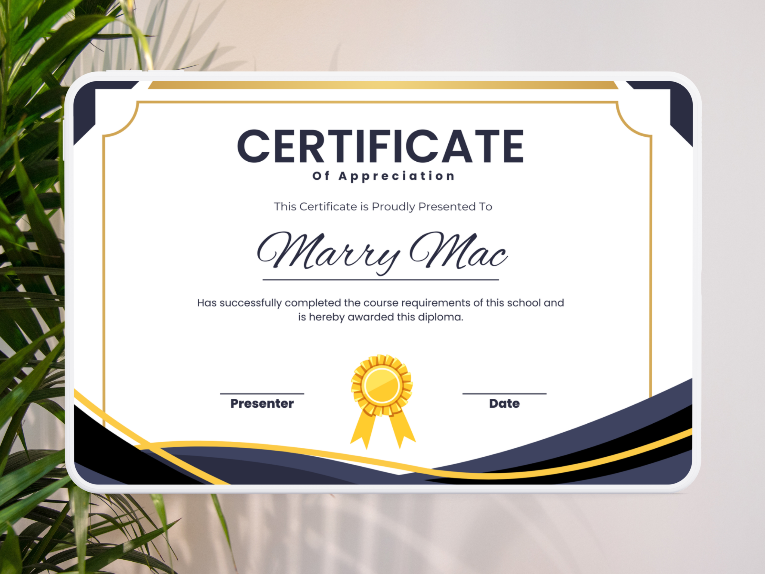 Appreciation Certificate - Digital Template
