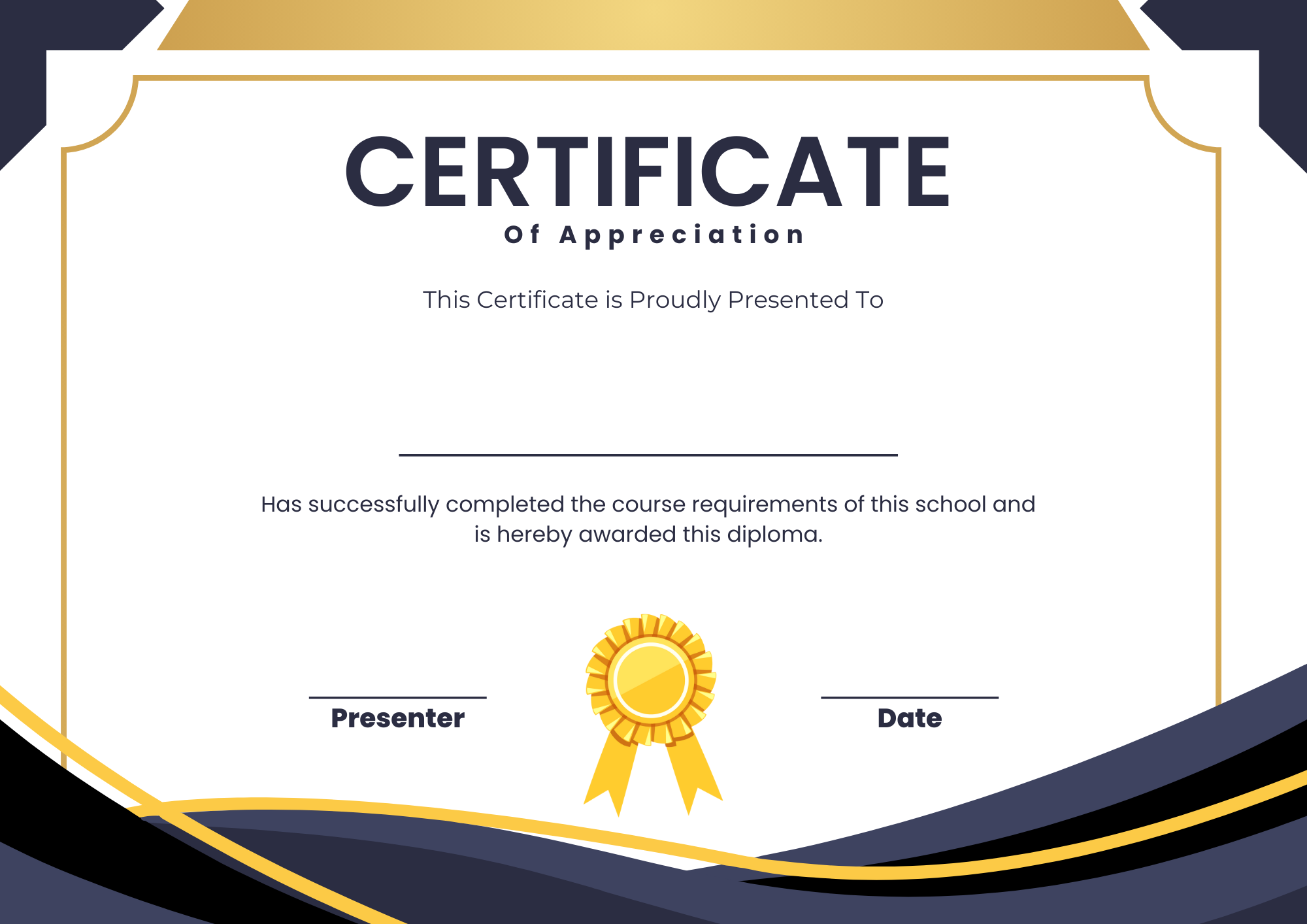 Appreciation Certificate - Digital Template