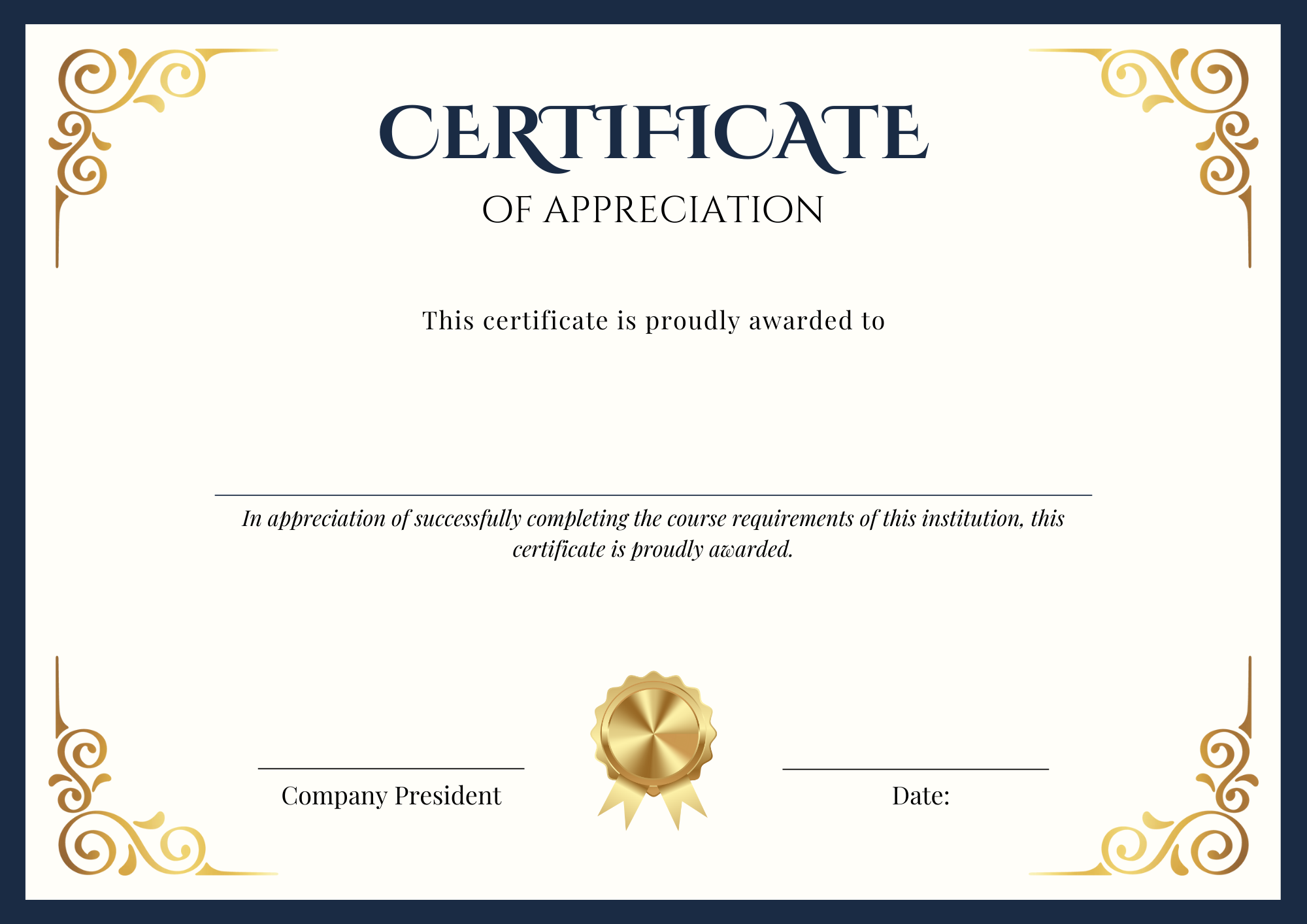 Appreciation Certificate - Digital Template