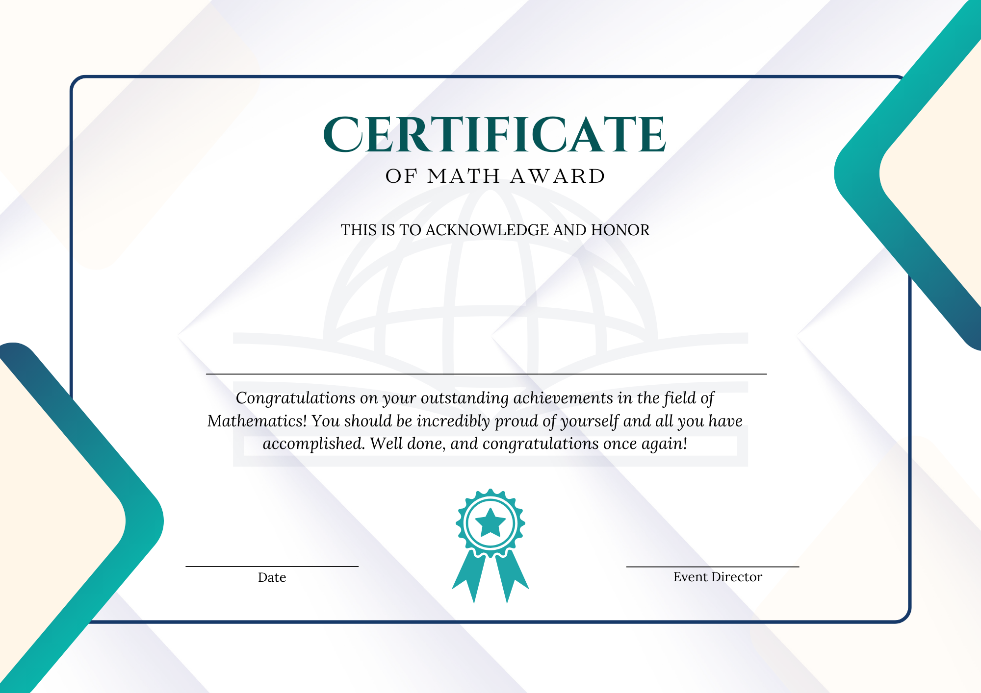 Math Award Participation Certificate - Digital Template