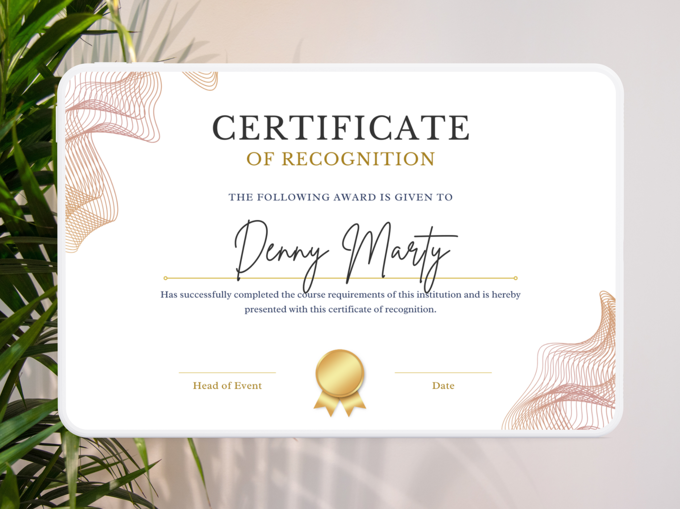Recognition Certificate - Digital Template
