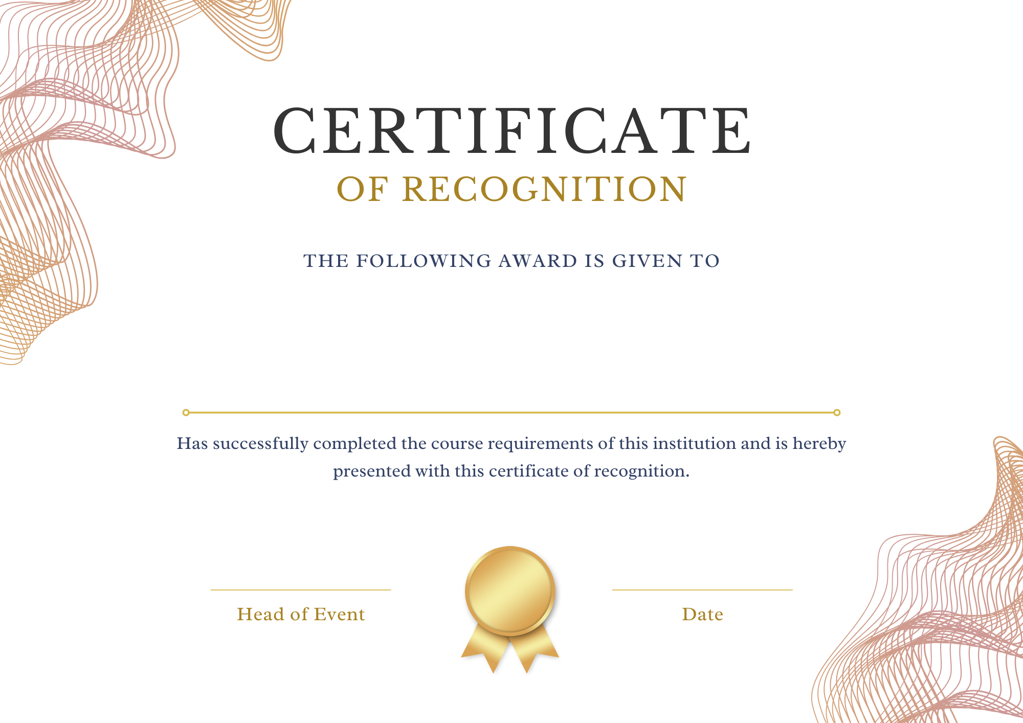 Recognition Certificate - Digital Template