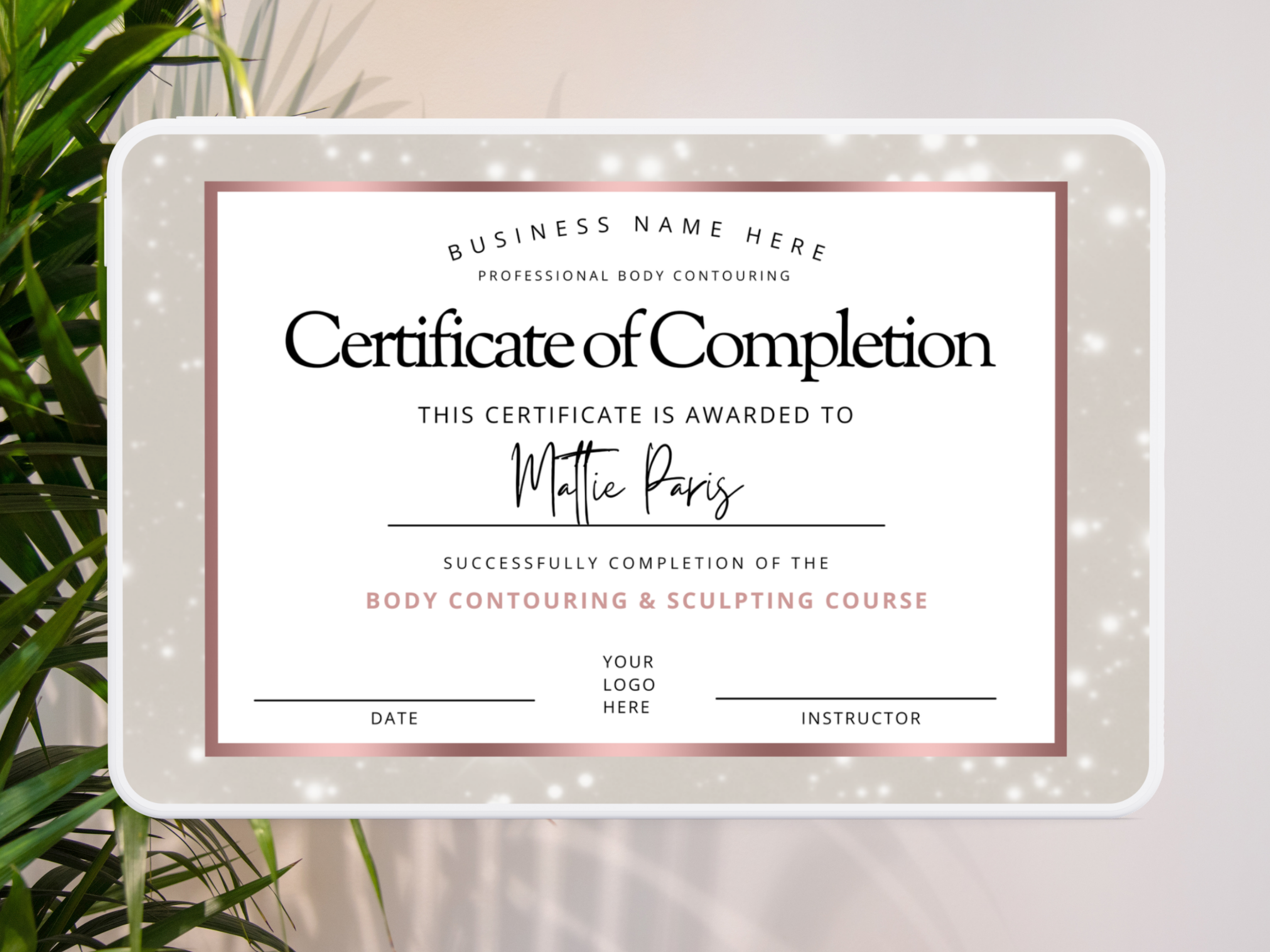 Body Sculpting and Contouring Certificate -Digital Template
