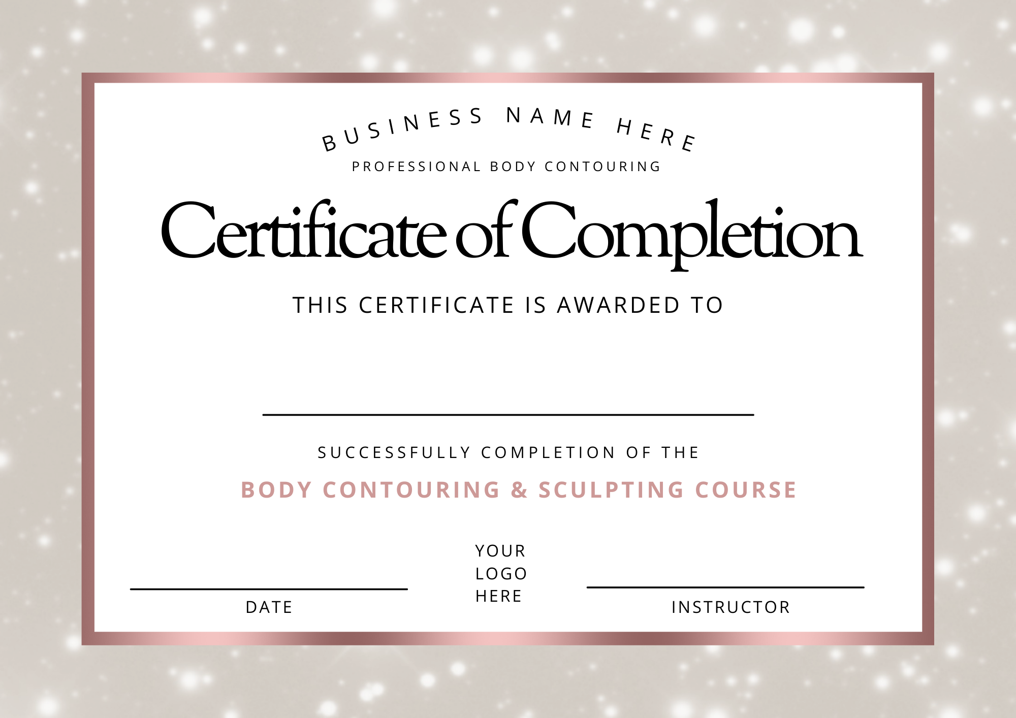 Body Sculpting and Contouring Certificate -Digital Template
