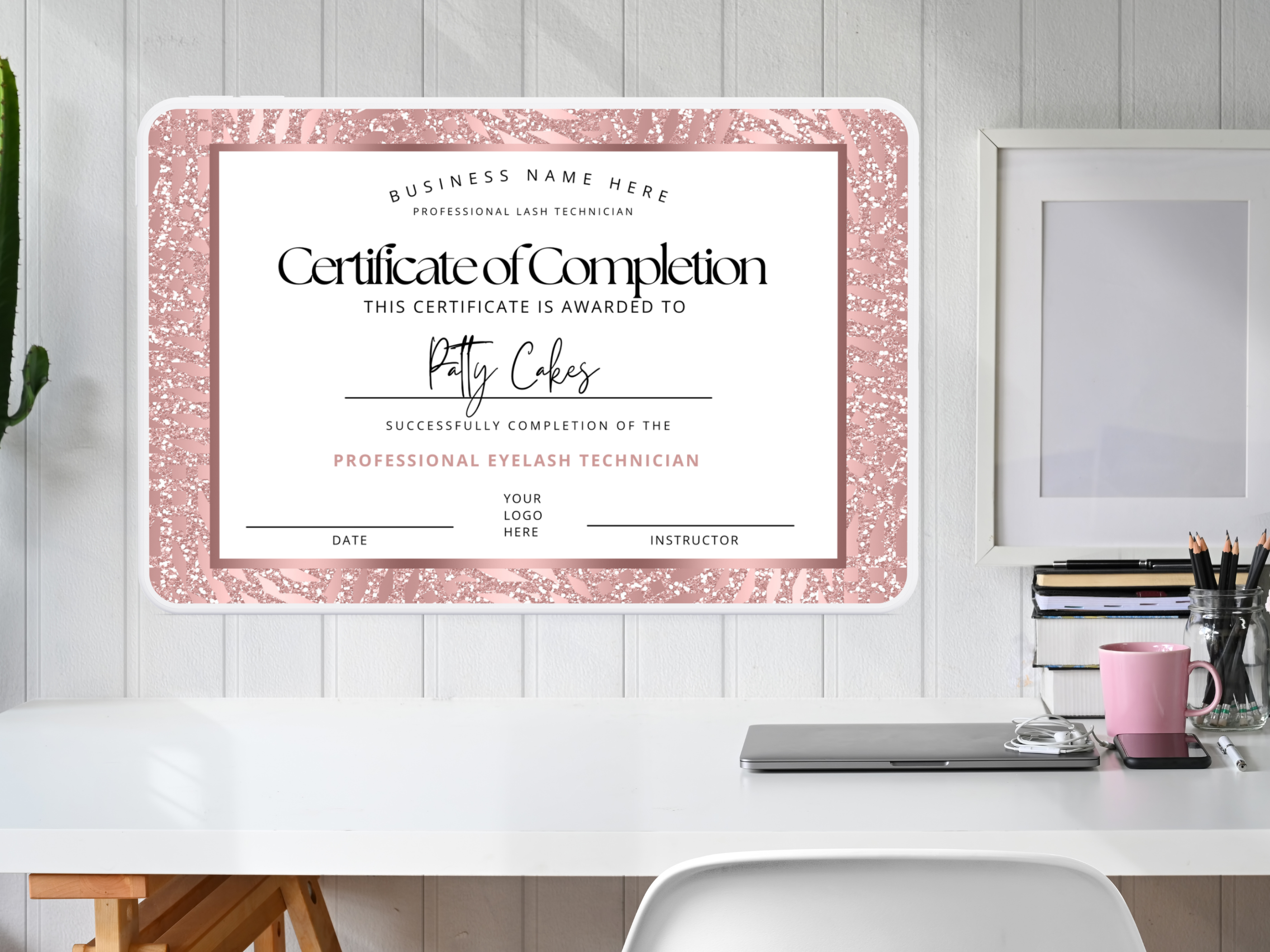Eyelash Technician Certificate - Digital Template
