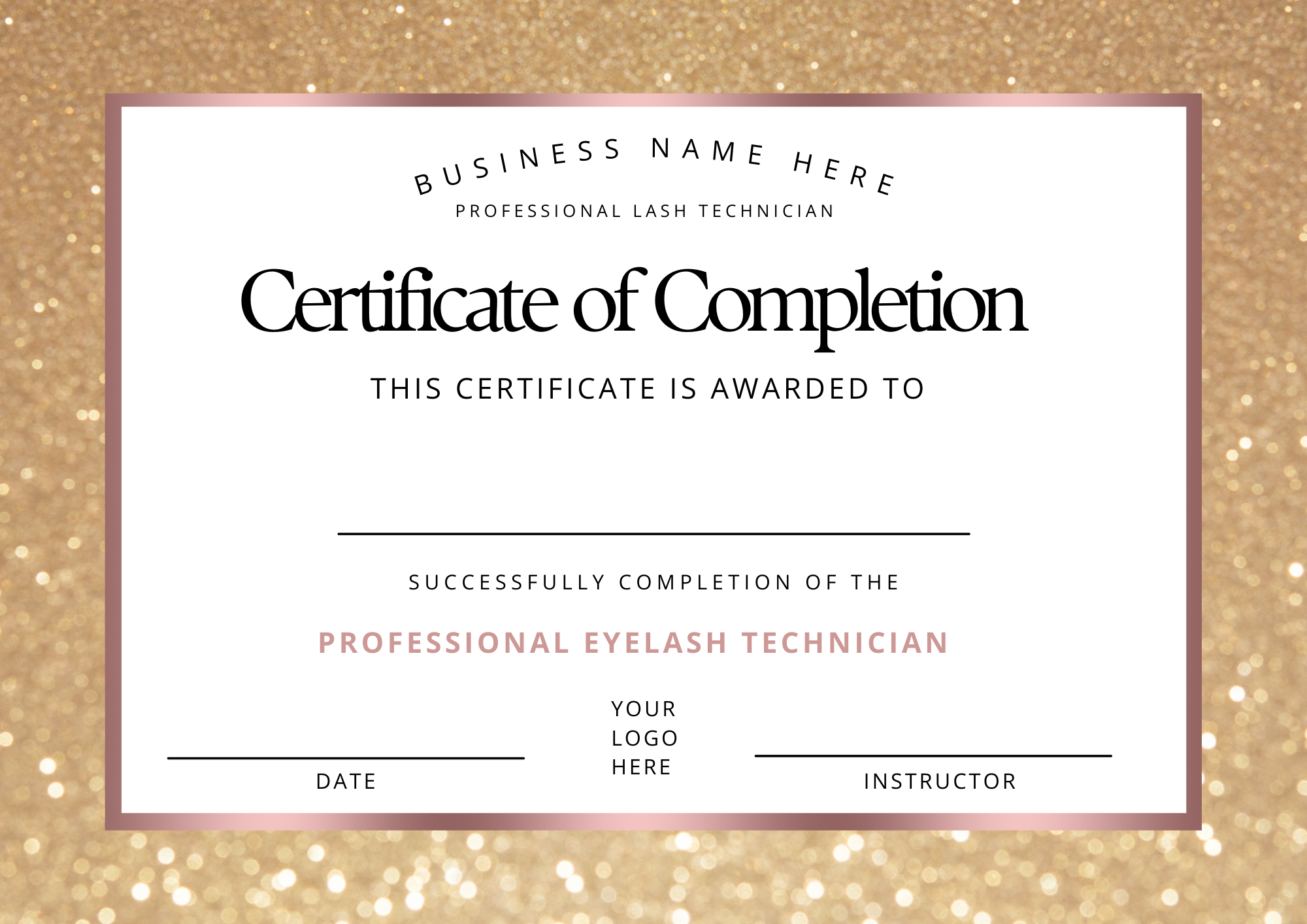 Eyelash Technician Certificate - Digital Download