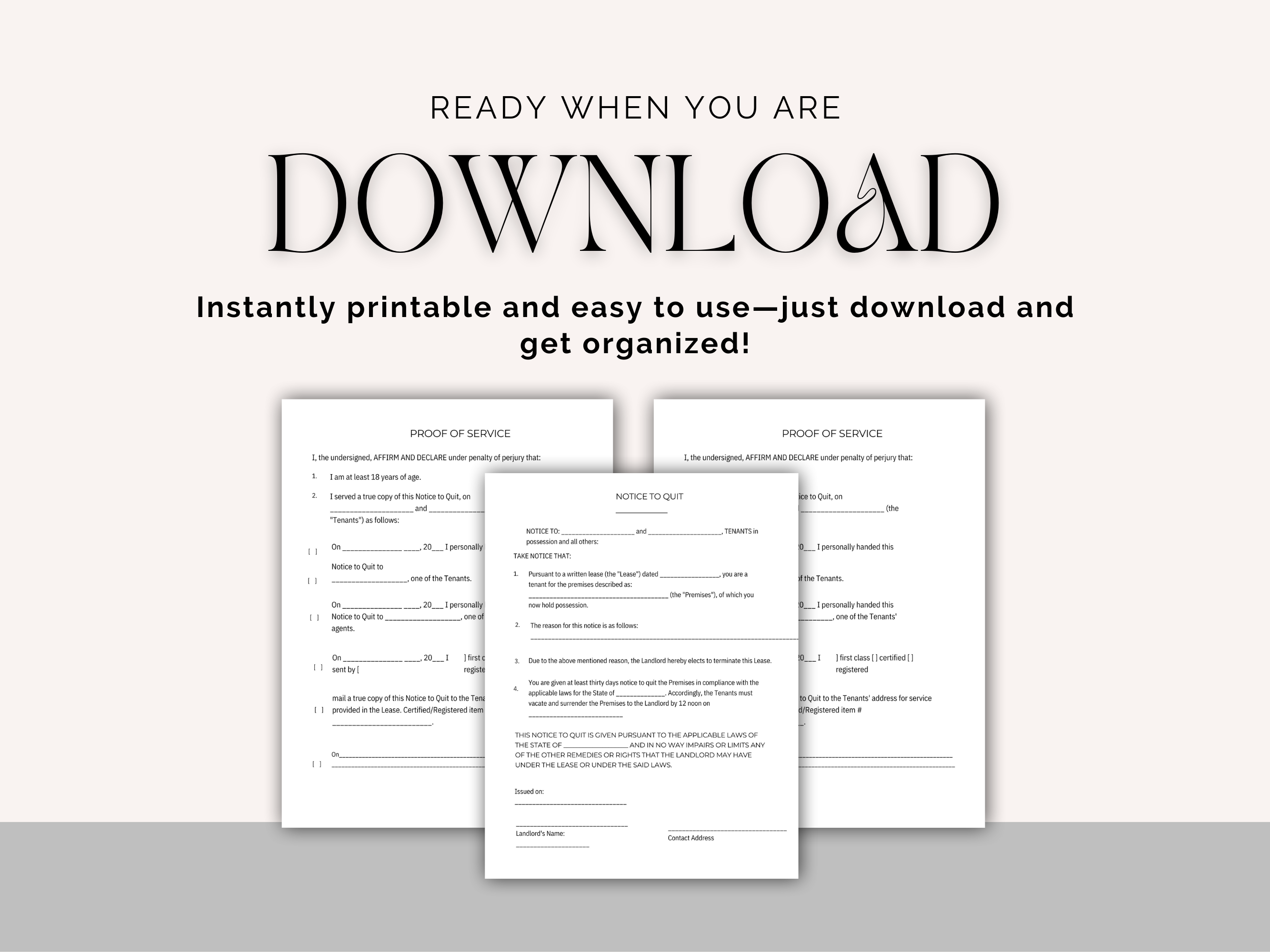 Notice to Quit – 3-Page PDF Download