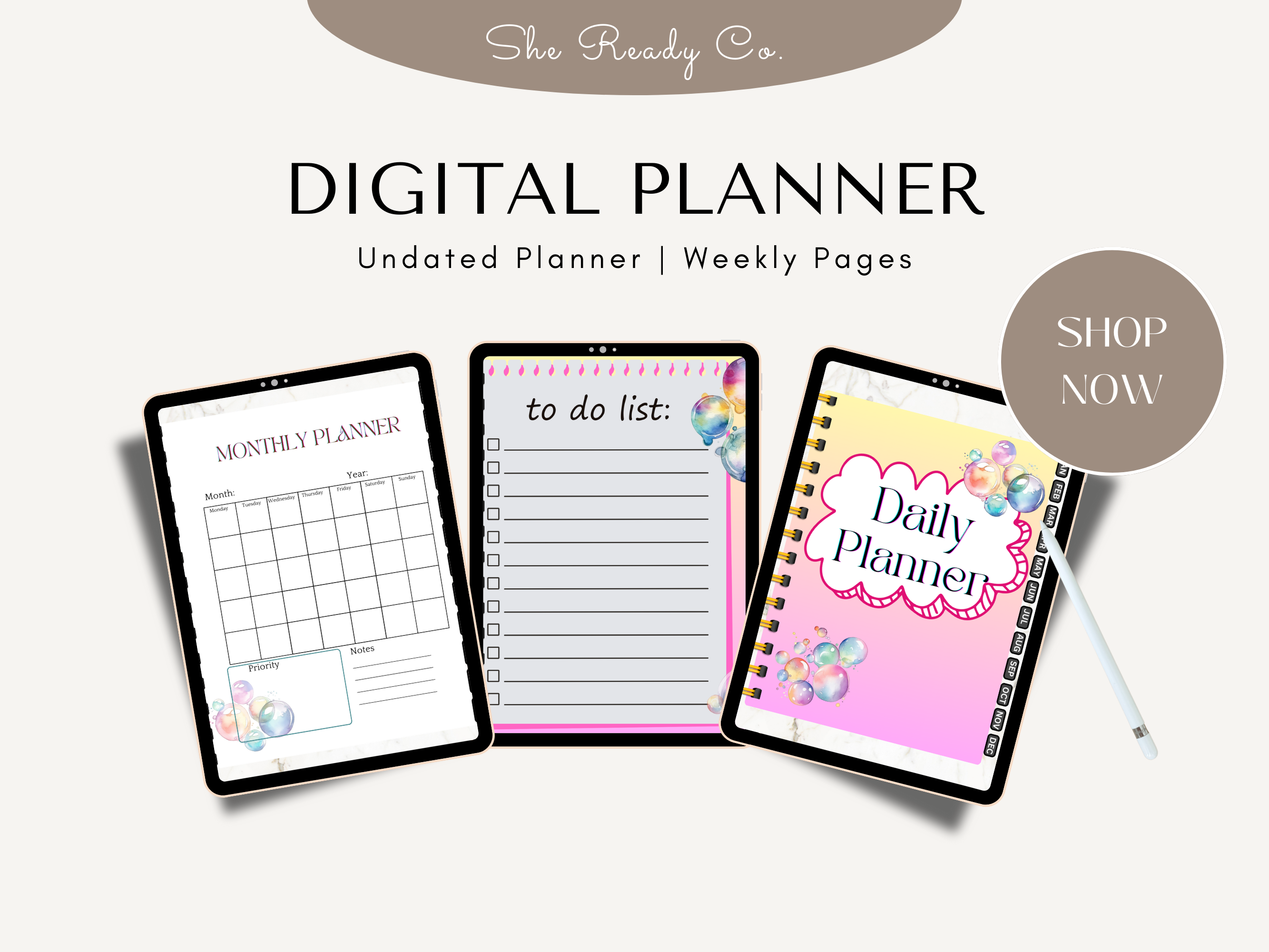 Hyperlinked Digital Planner - Bubble Edition
