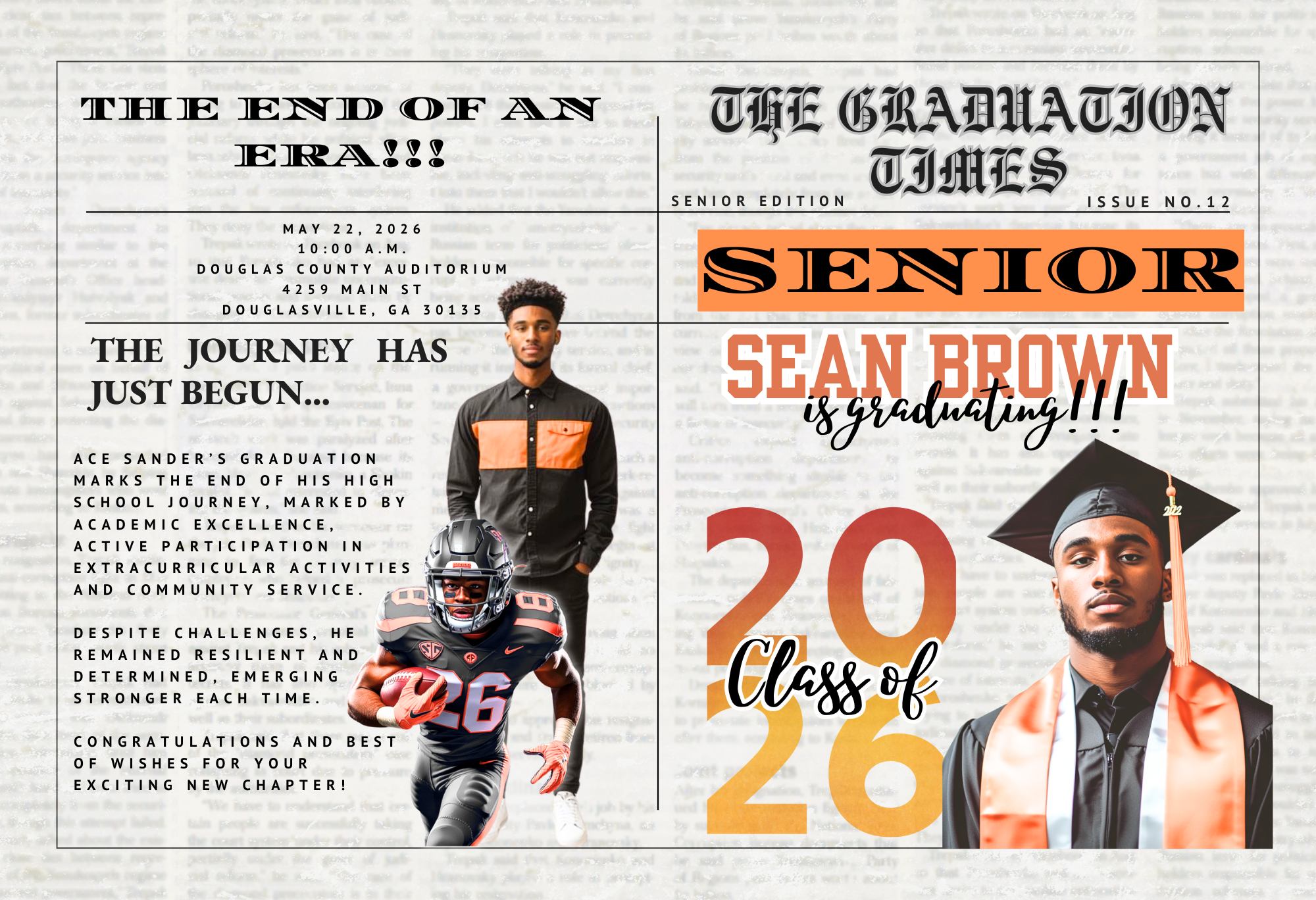 Grad Newspaper 2026 Editable Design – PDF Template