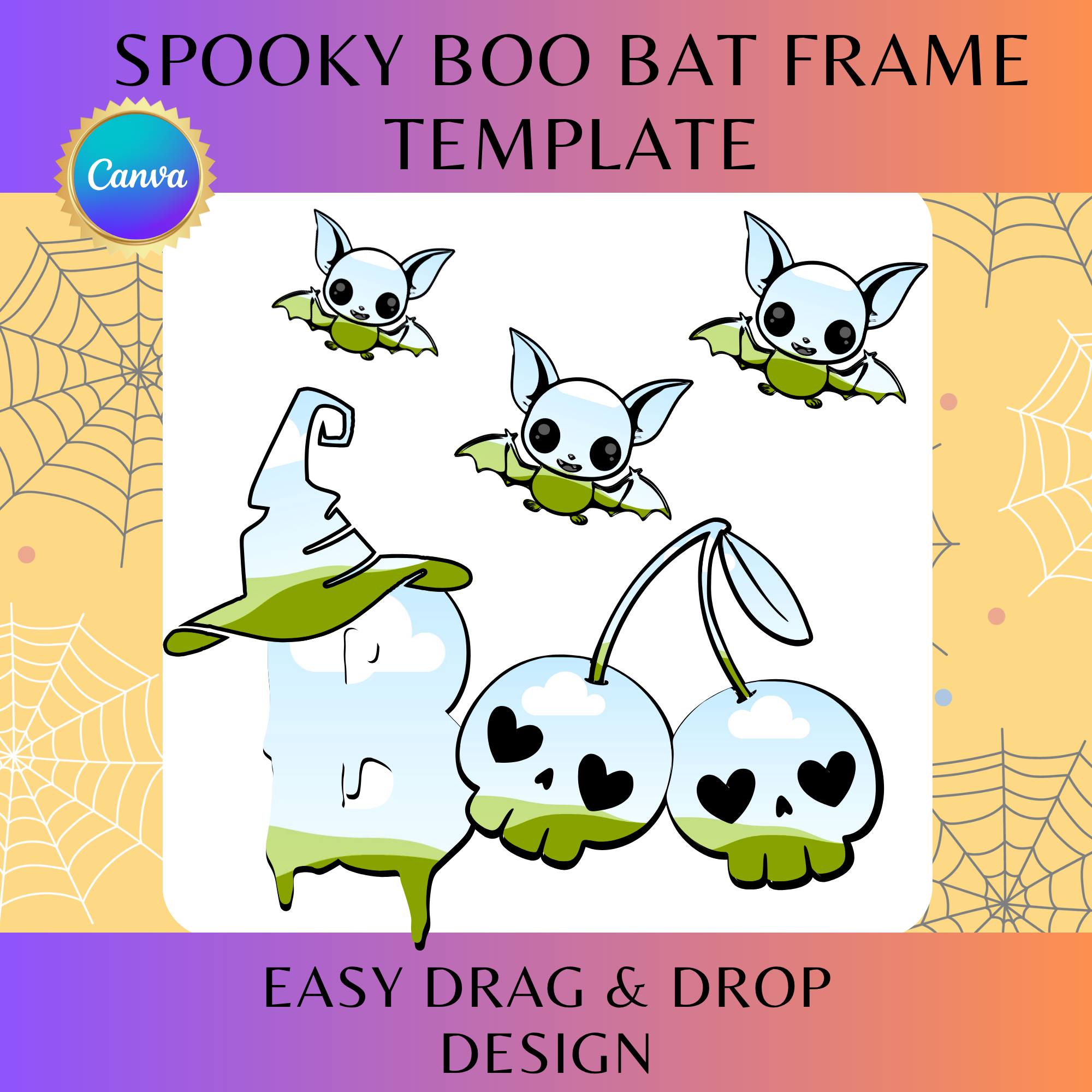 Spooky Boo Bat Frame Template