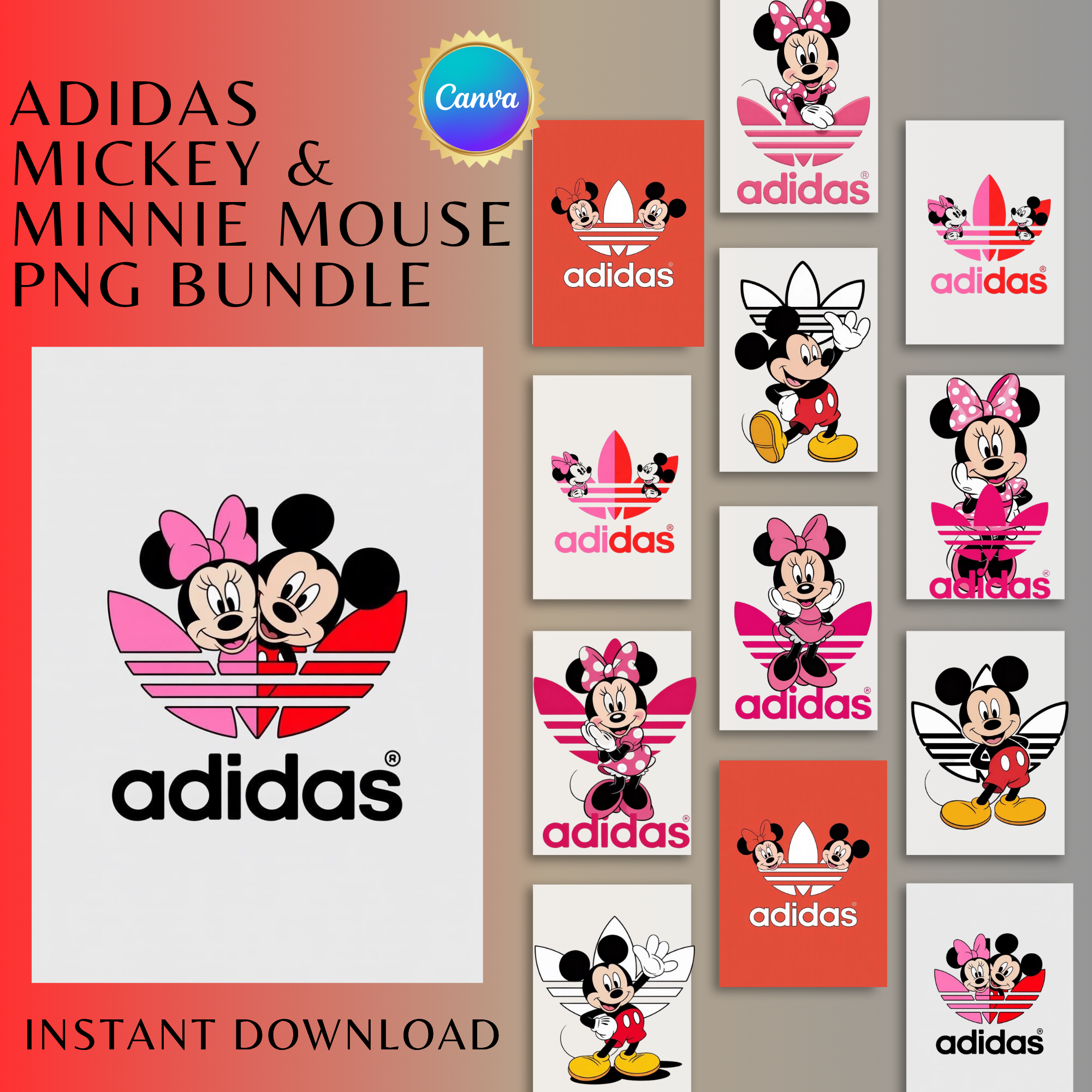Adidas Mickey & Minnie Mouse PNG Bundle 