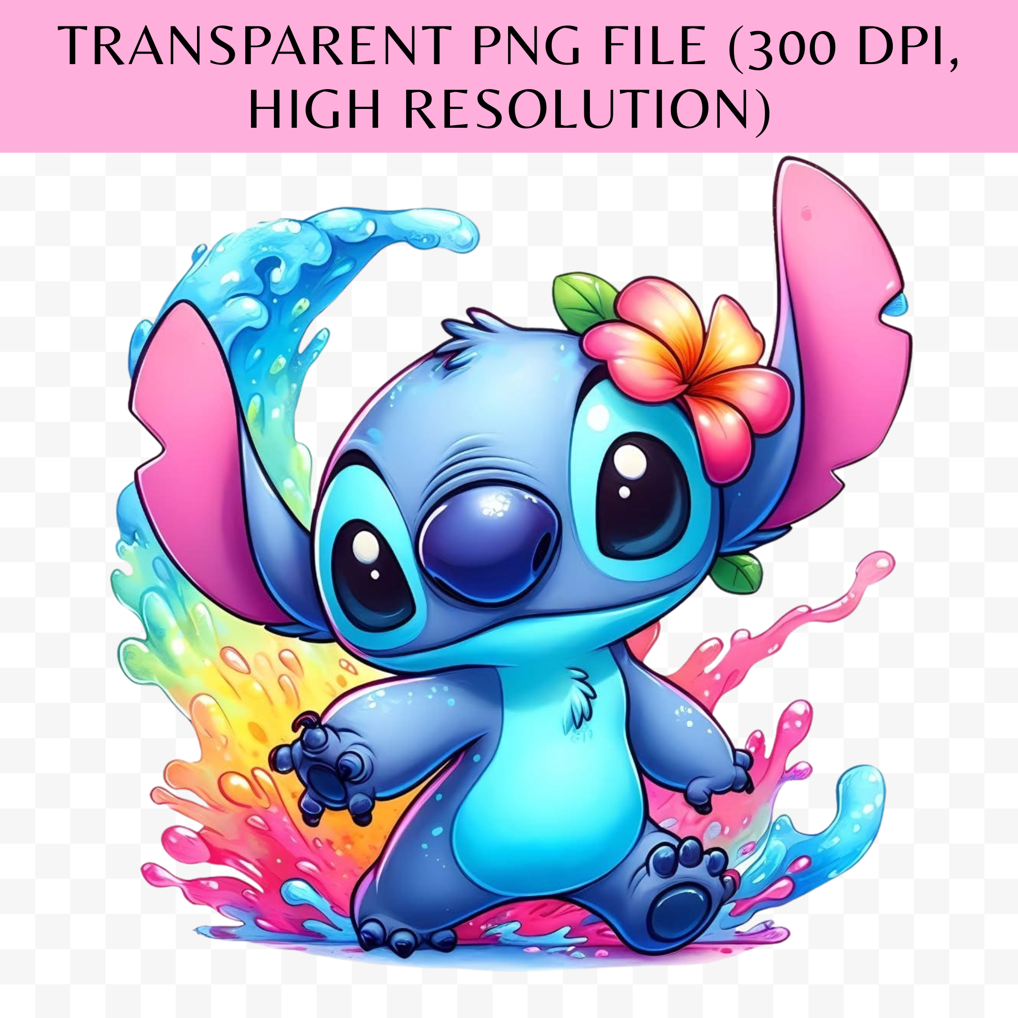 Stitch Watercolor Splash Clipart