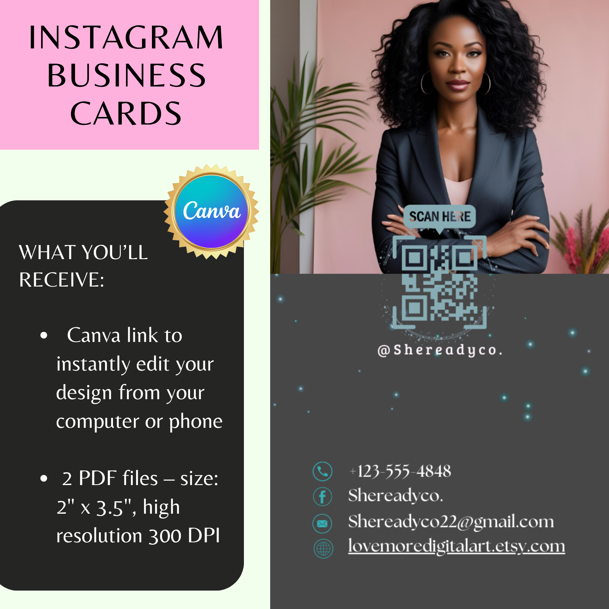 DIY Instagram Business Cards – Canva Templates for Small Businesses & Influencers