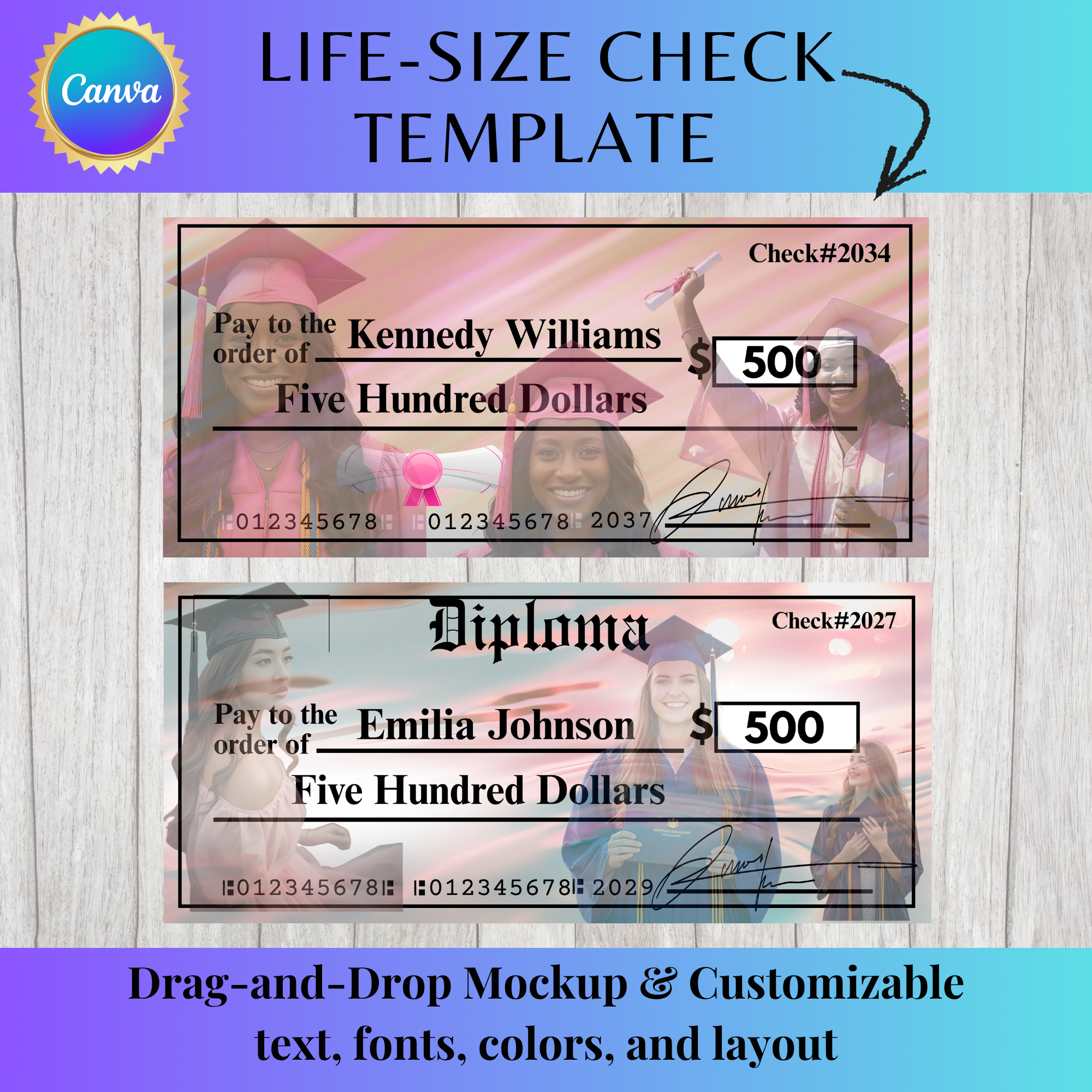 “Big Win” Life-Size Check Template 