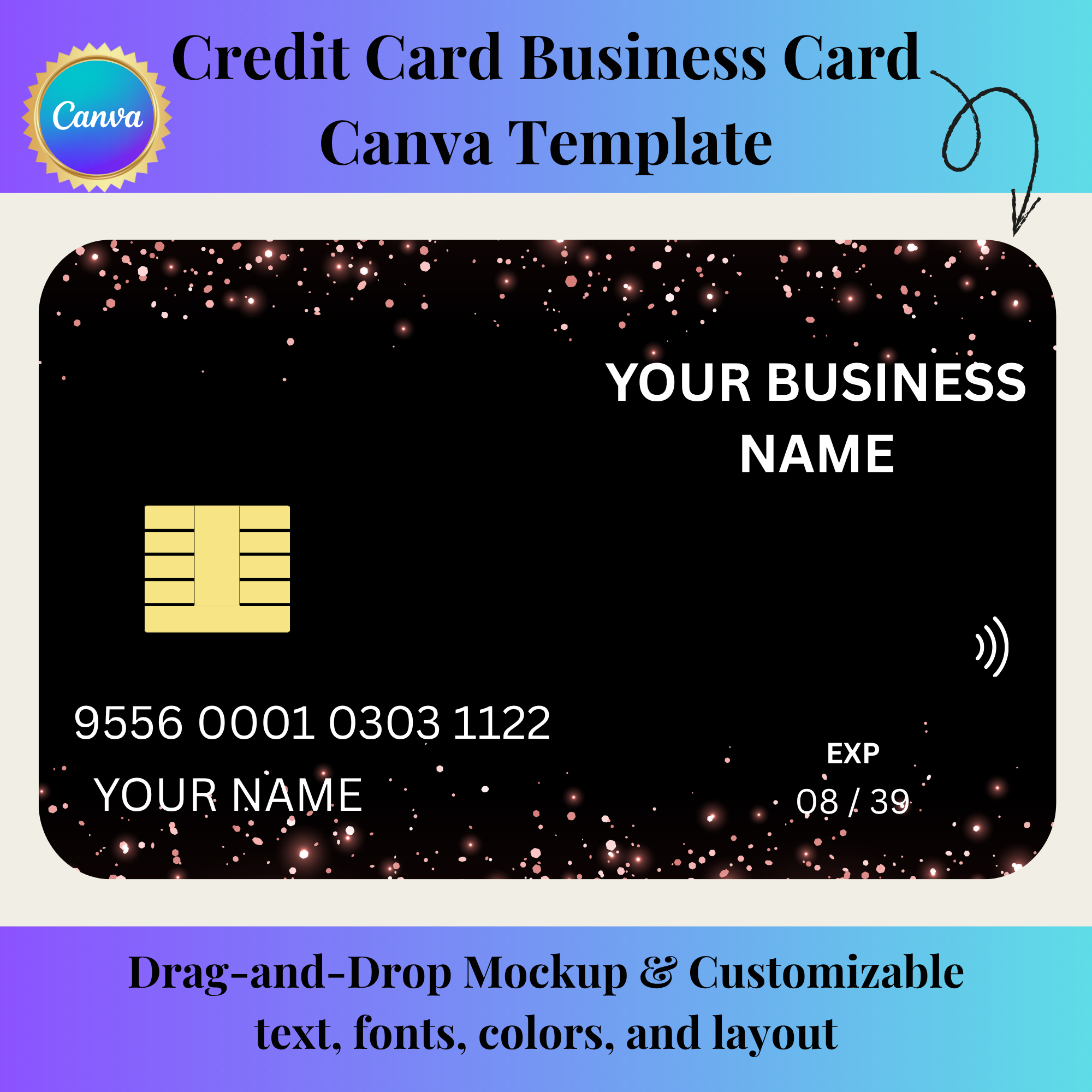 Credit Card Business Card Canva Template – Drag And Drop (Rounded Corners)