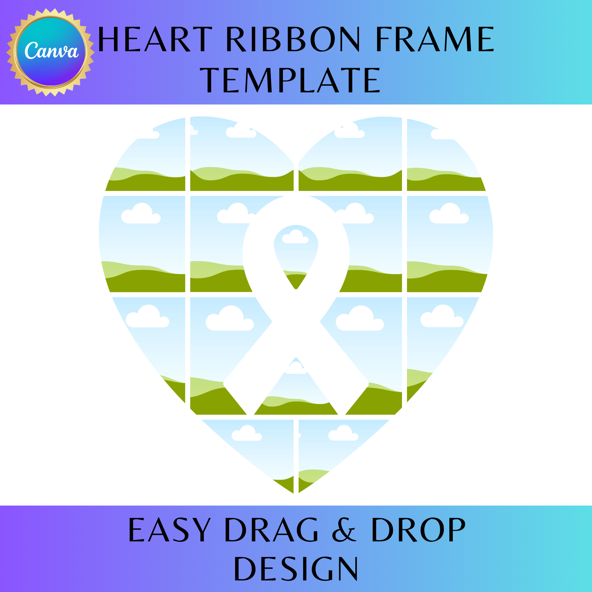 Heart Ribbon Frame Template