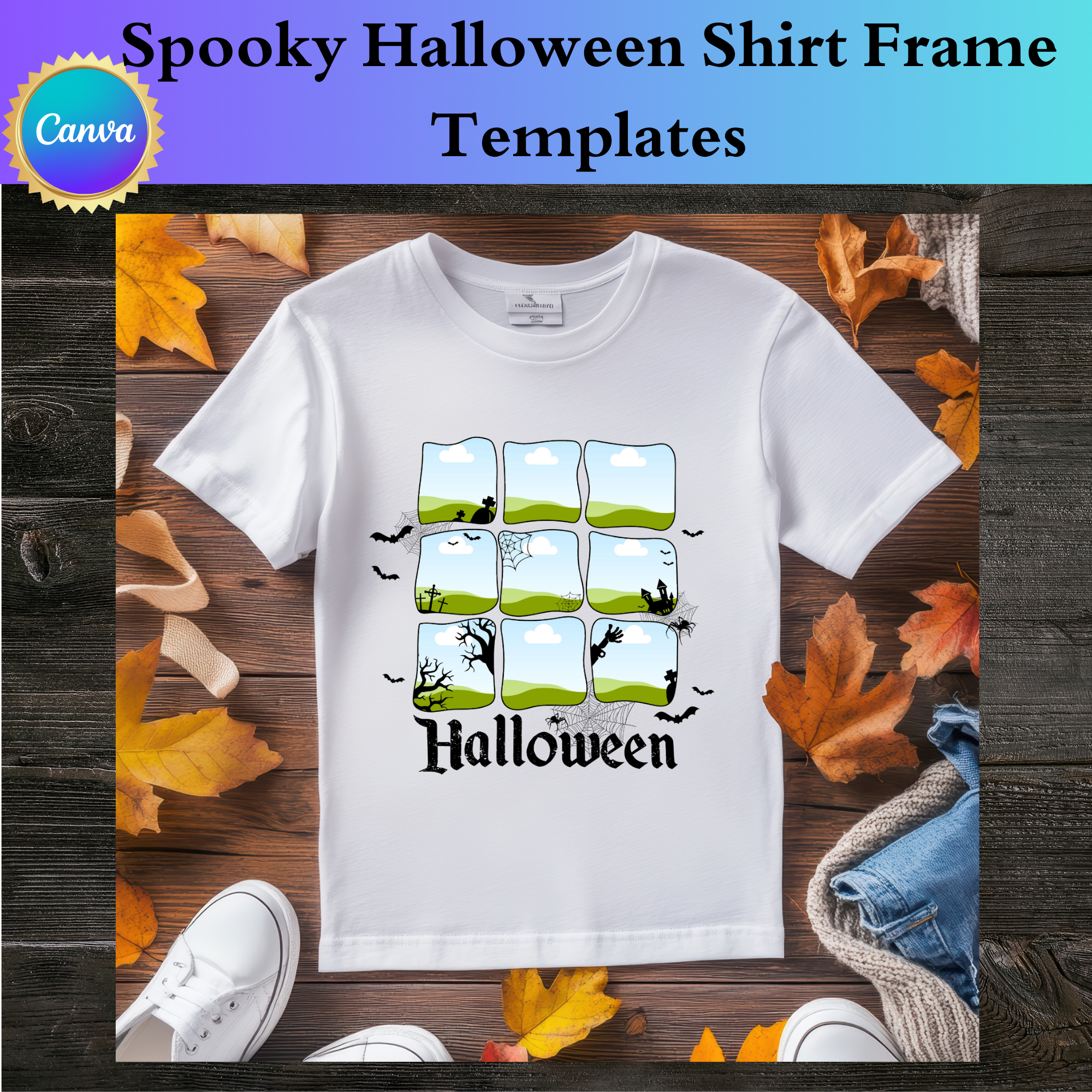 Spooky Halloween Shirt Frame Templates