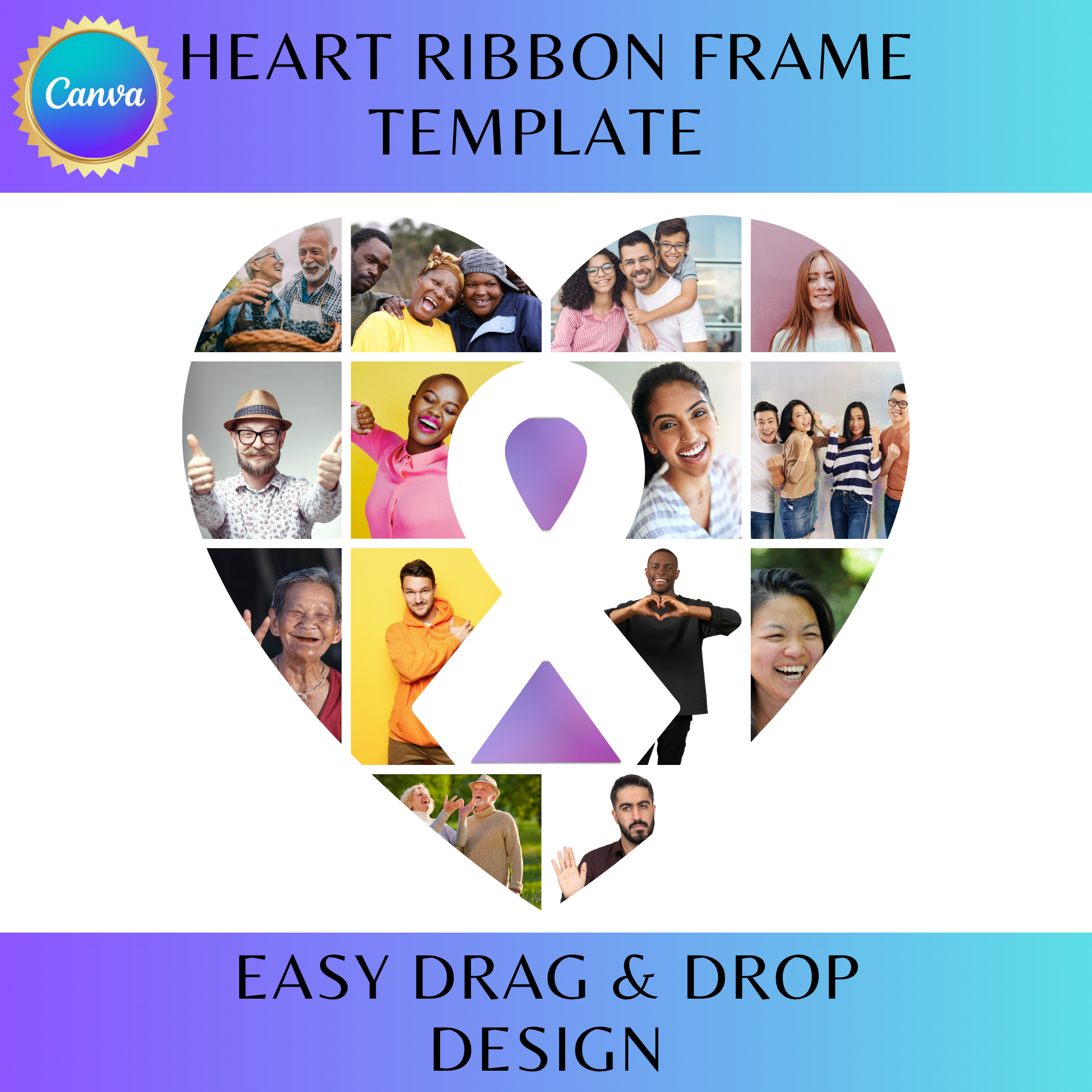 Heart Ribbon Frame Template