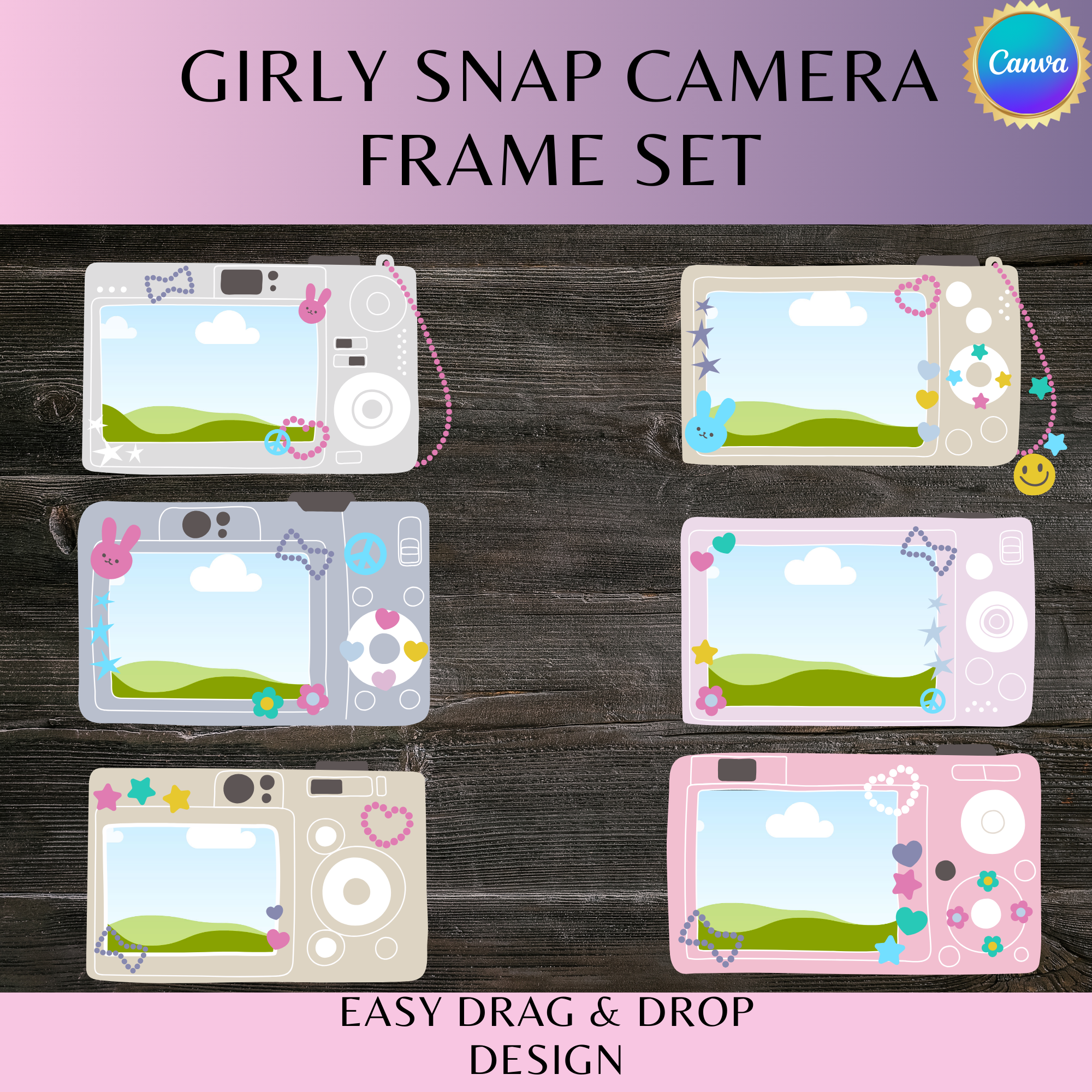 Girly Snap Camera Frame Set